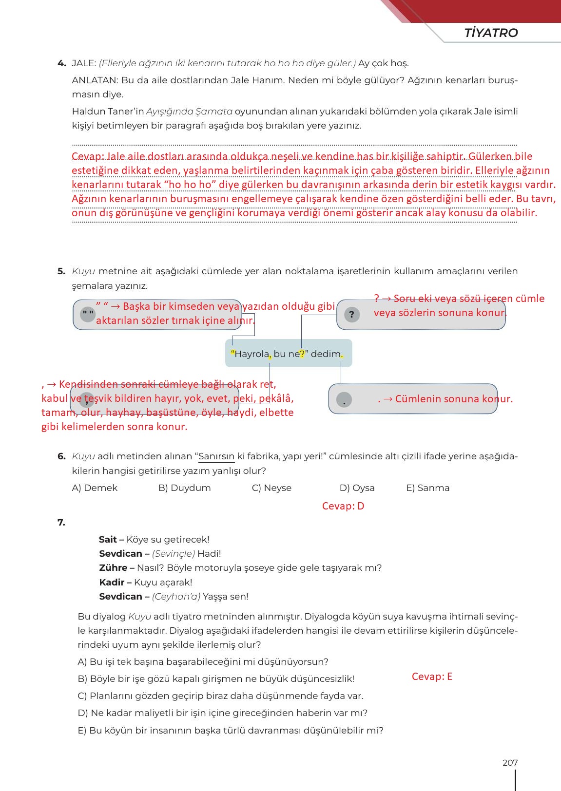 12. Sınıf Meb Yayınları Türk Dili Ve Edebiyatı Ders Kitabı Sayfa 207 Cevapları