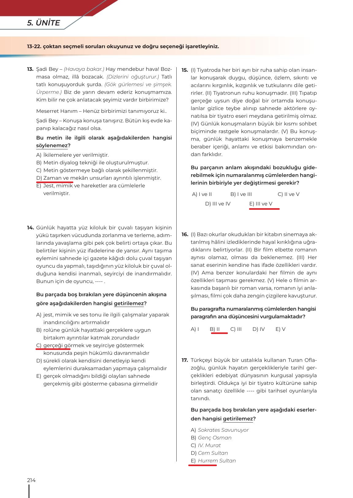 12. Sınıf Meb Yayınları Türk Dili Ve Edebiyatı Ders Kitabı Sayfa 214 Cevapları