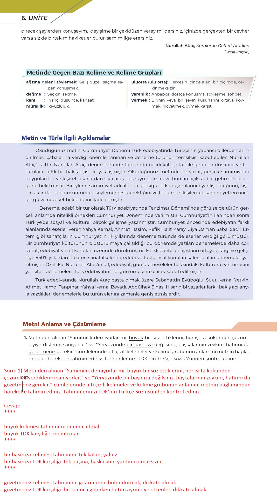 12. Sınıf Meb Yayınları Türk Dili Ve Edebiyatı Ders Kitabı Sayfa 222 Cevapları 12. Sınıf Meb Yayınları Türk Dili Ve Edebiyatı Ders Kitabı Sayfa 222 Cevapları