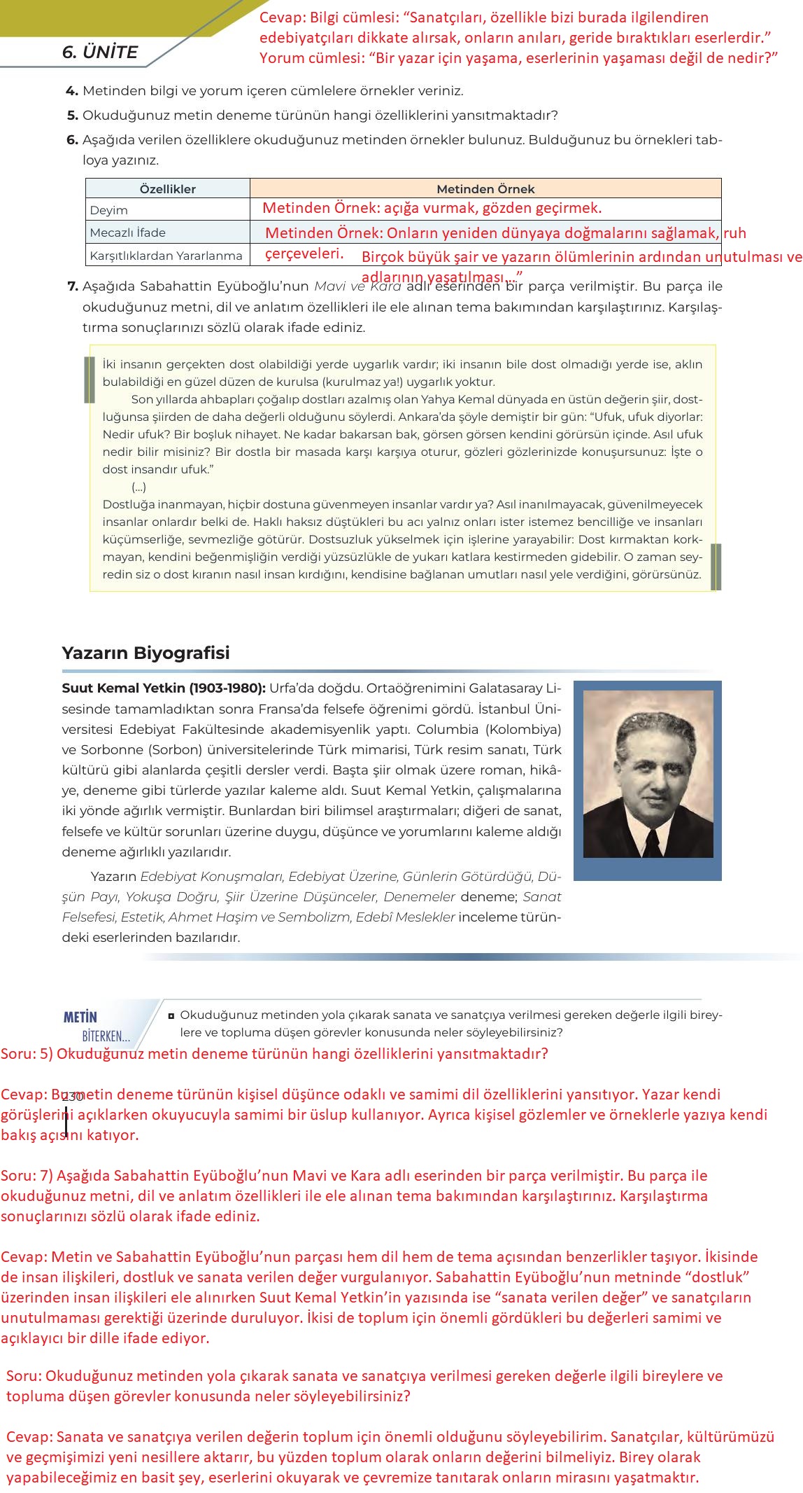 12. Sınıf Meb Yayınları Türk Dili Ve Edebiyatı Ders Kitabı Sayfa 230 Cevapları 12. Sınıf Meb Yayınları Türk Dili Ve Edebiyatı Ders Kitabı Sayfa 230 Cevapları