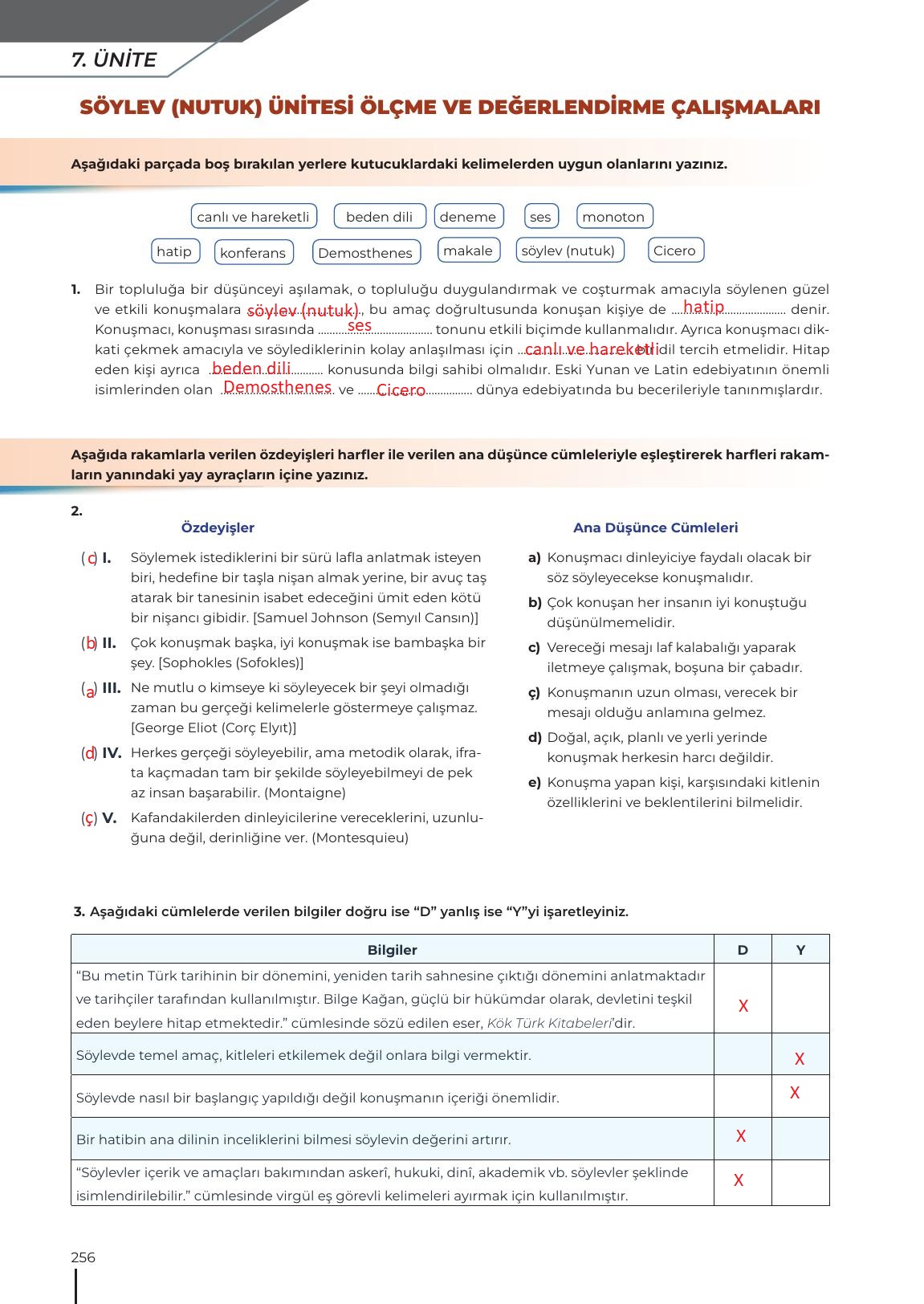 12. Sınıf Meb Yayınları Türk Dili Ve Edebiyatı Ders Kitabı Sayfa 256 Cevapları