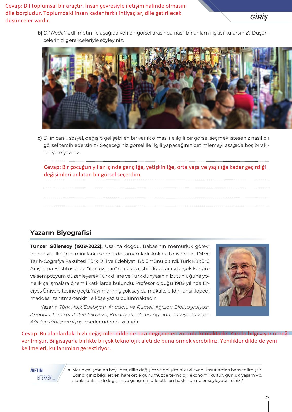 12. Sınıf Meb Yayınları Türk Dili Ve Edebiyatı Ders Kitabı Sayfa 27 Cevapları