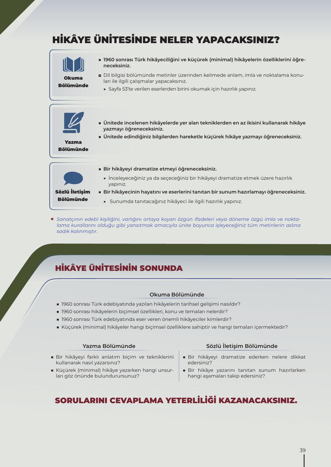 12. Sınıf Meb Yayınları Türk Dili Ve Edebiyatı Ders Kitabı Sayfa 39 Cevapları