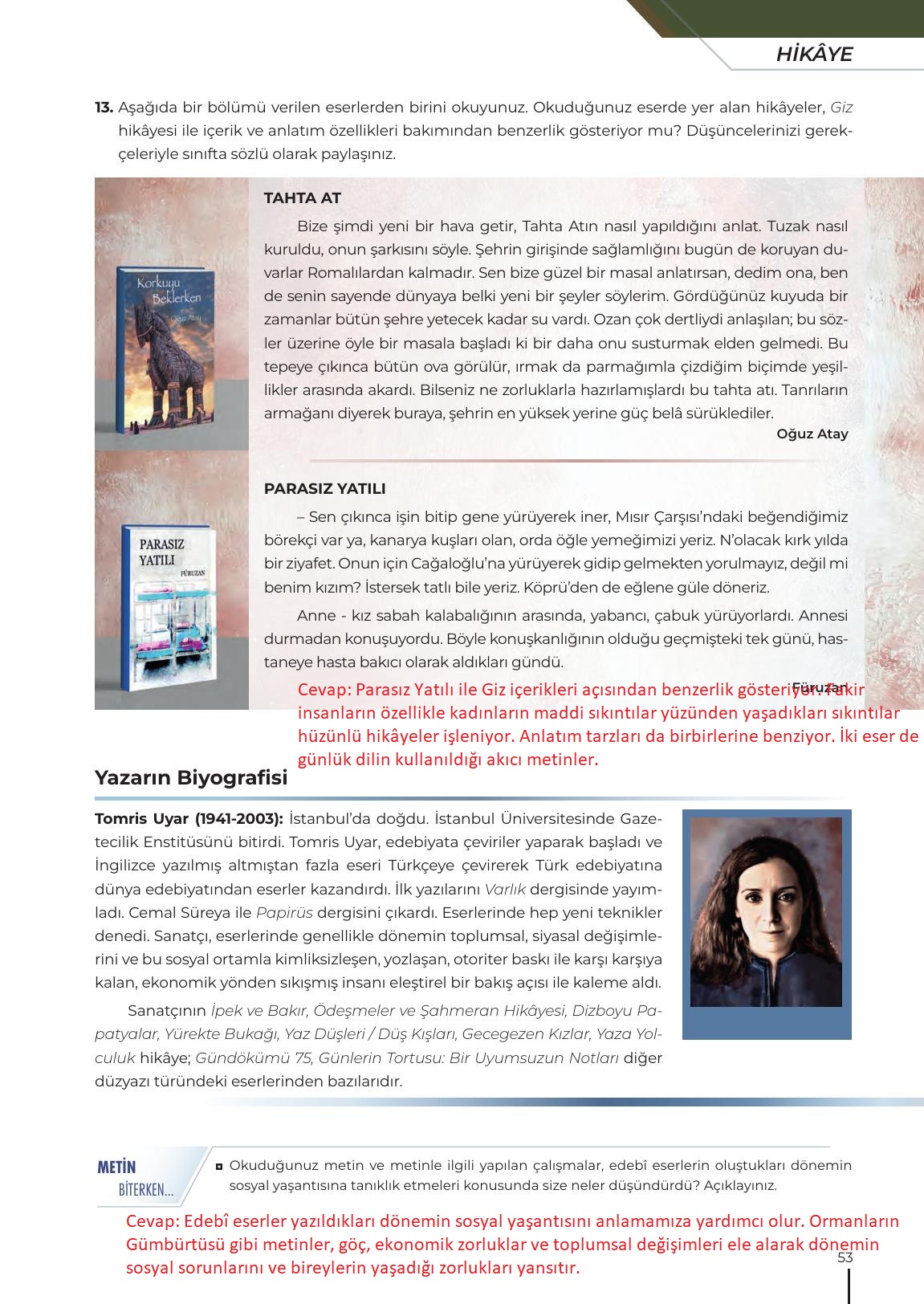 12. Sınıf Meb Yayınları Türk Dili Ve Edebiyatı Ders Kitabı Sayfa 53 Cevapları 12. Sınıf Meb Yayınları Türk Dili Ve Edebiyatı Ders Kitabı Sayfa 53 Cevapları
