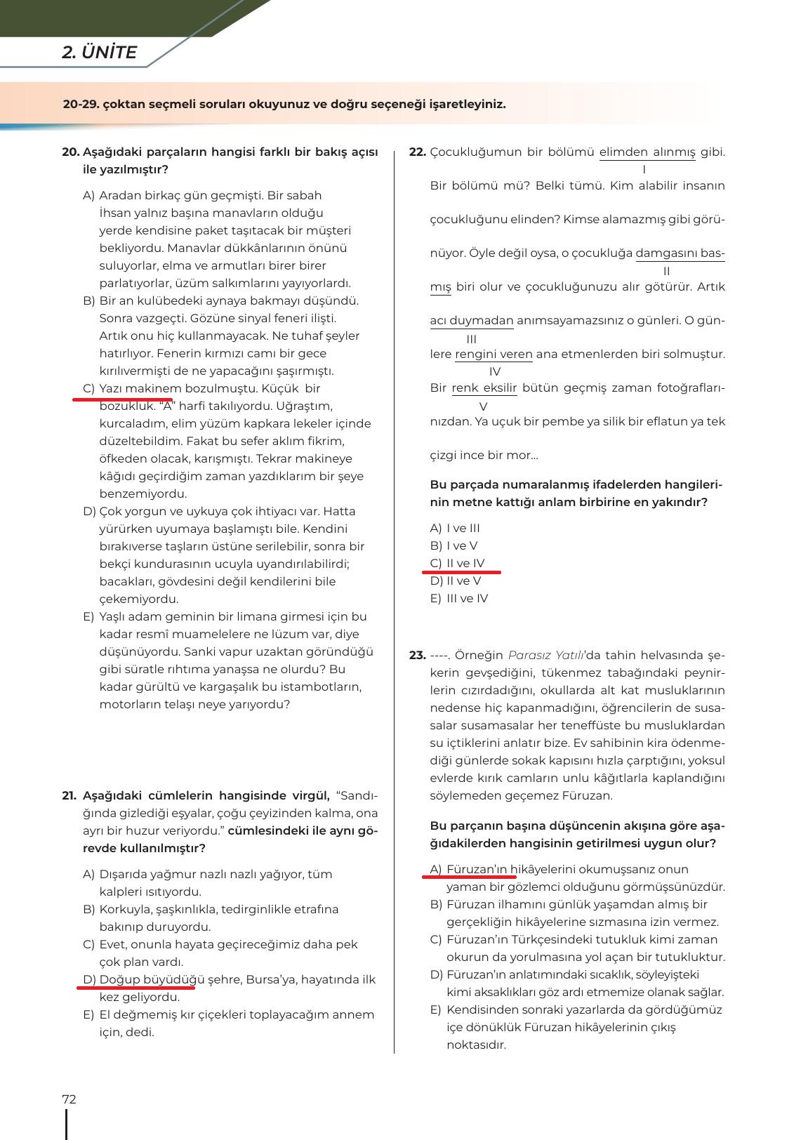 12. Sınıf Meb Yayınları Türk Dili Ve Edebiyatı Ders Kitabı Sayfa 72 Cevapları