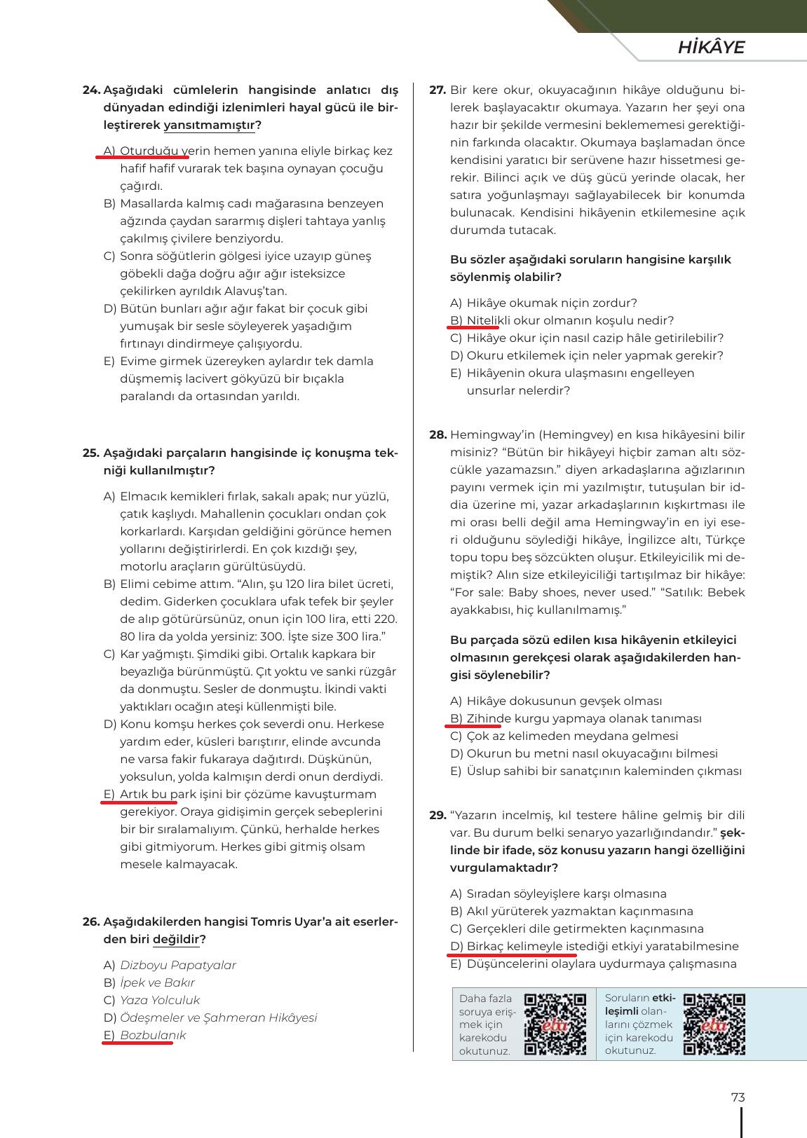12. Sınıf Meb Yayınları Türk Dili Ve Edebiyatı Ders Kitabı Sayfa 73 Cevapları 12. Sınıf Meb Yayınları Türk Dili Ve Edebiyatı Ders Kitabı Sayfa 73 Cevapları