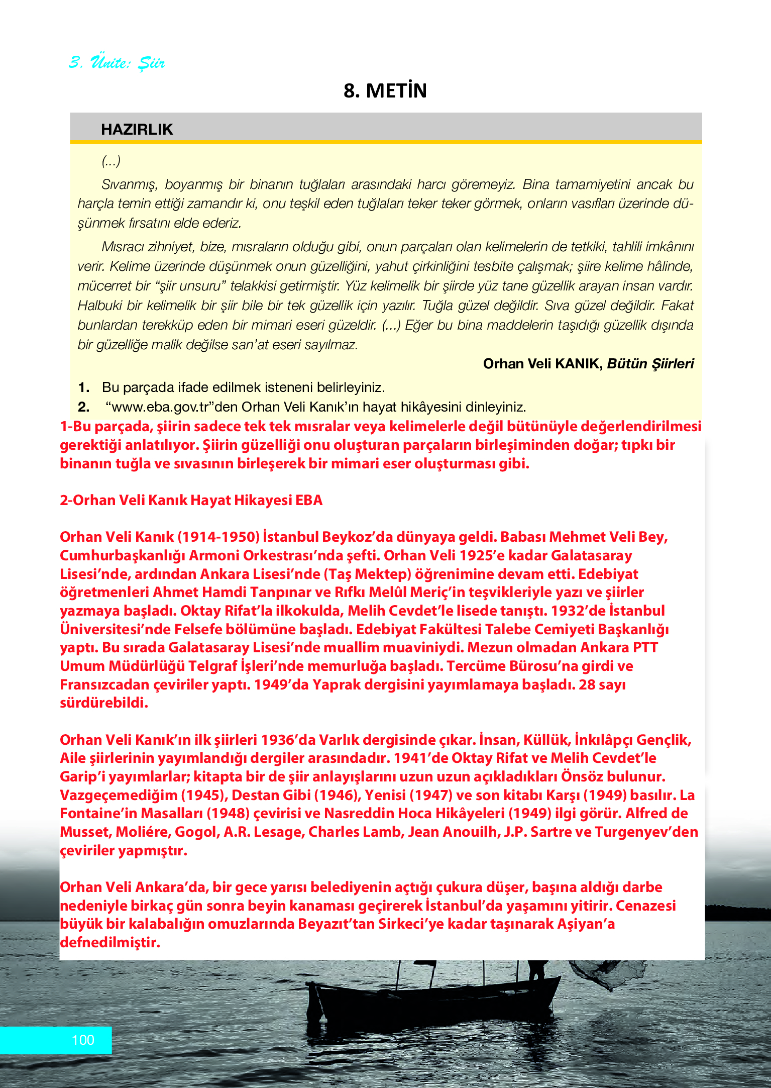 12. Sınıf Melis Yayınları Türk Dili Ve Edebiyatı Ders Kitabı Sayfa 100 Cevapları 12. Sınıf Melis Yayınları Türk Dili Ve Edebiyatı Ders Kitabı Sayfa 100 Cevapları