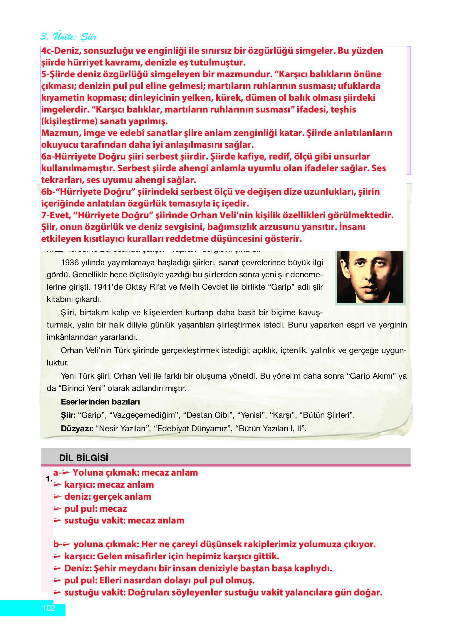 12. Sınıf Melis Yayınları Türk Dili Ve Edebiyatı Ders Kitabı Sayfa 102 Cevapları