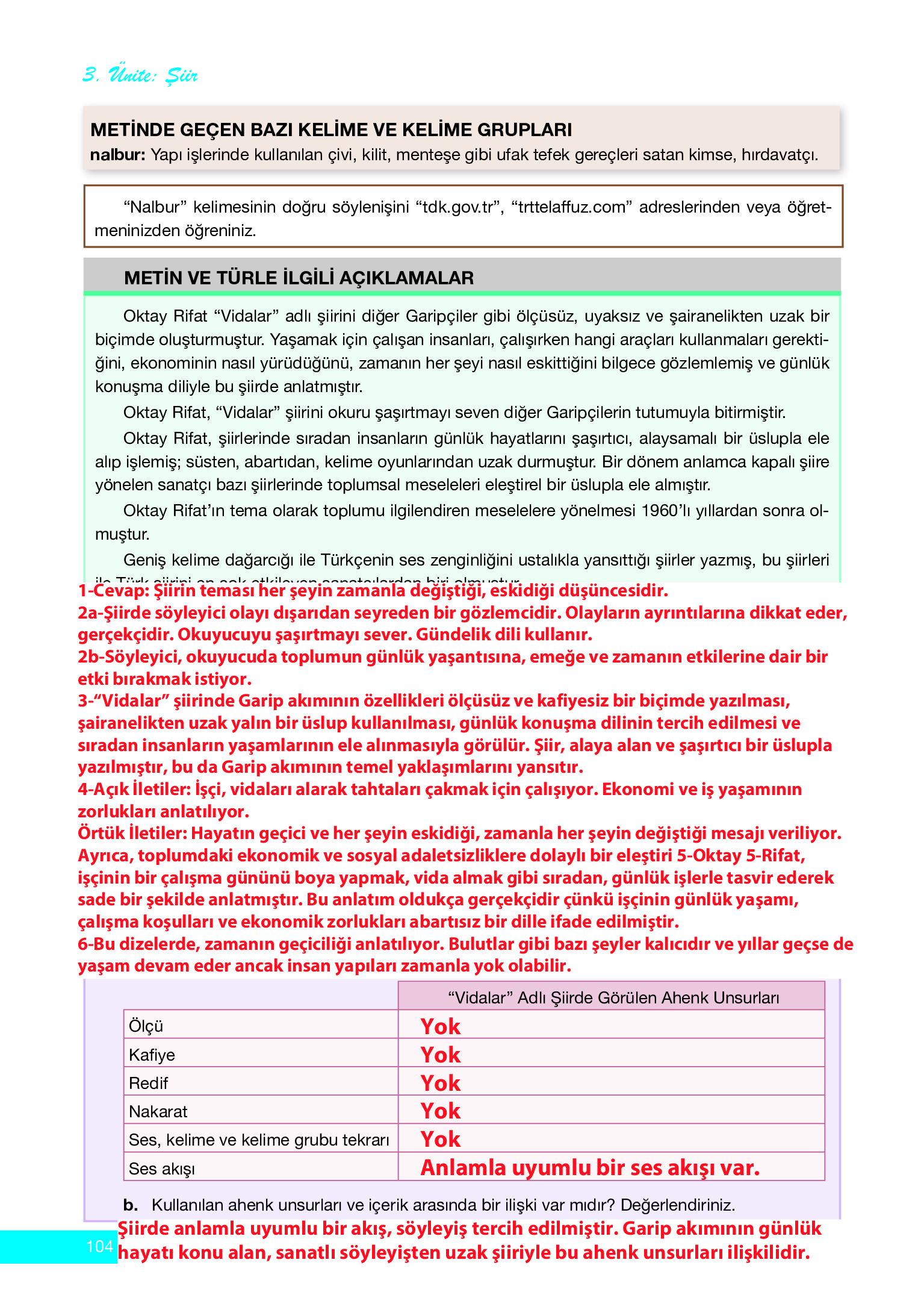 12. Sınıf Melis Yayınları Türk Dili Ve Edebiyatı Ders Kitabı Sayfa 104 Cevapları 12. Sınıf Melis Yayınları Türk Dili Ve Edebiyatı Ders Kitabı Sayfa 104 Cevapları