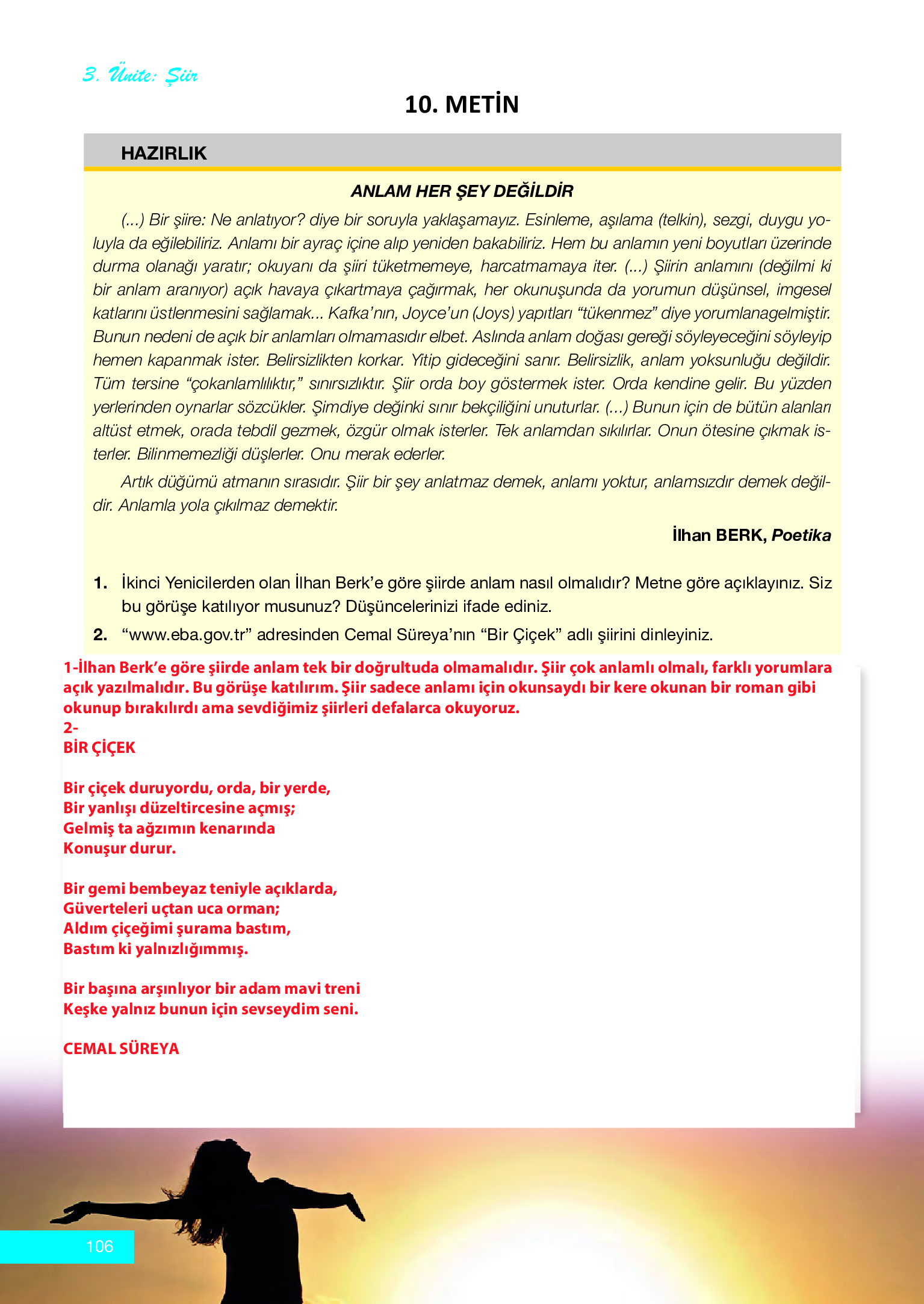 12. Sınıf Melis Yayınları Türk Dili Ve Edebiyatı Ders Kitabı Sayfa 106 Cevapları 12. Sınıf Melis Yayınları Türk Dili Ve Edebiyatı Ders Kitabı Sayfa 106 Cevapları