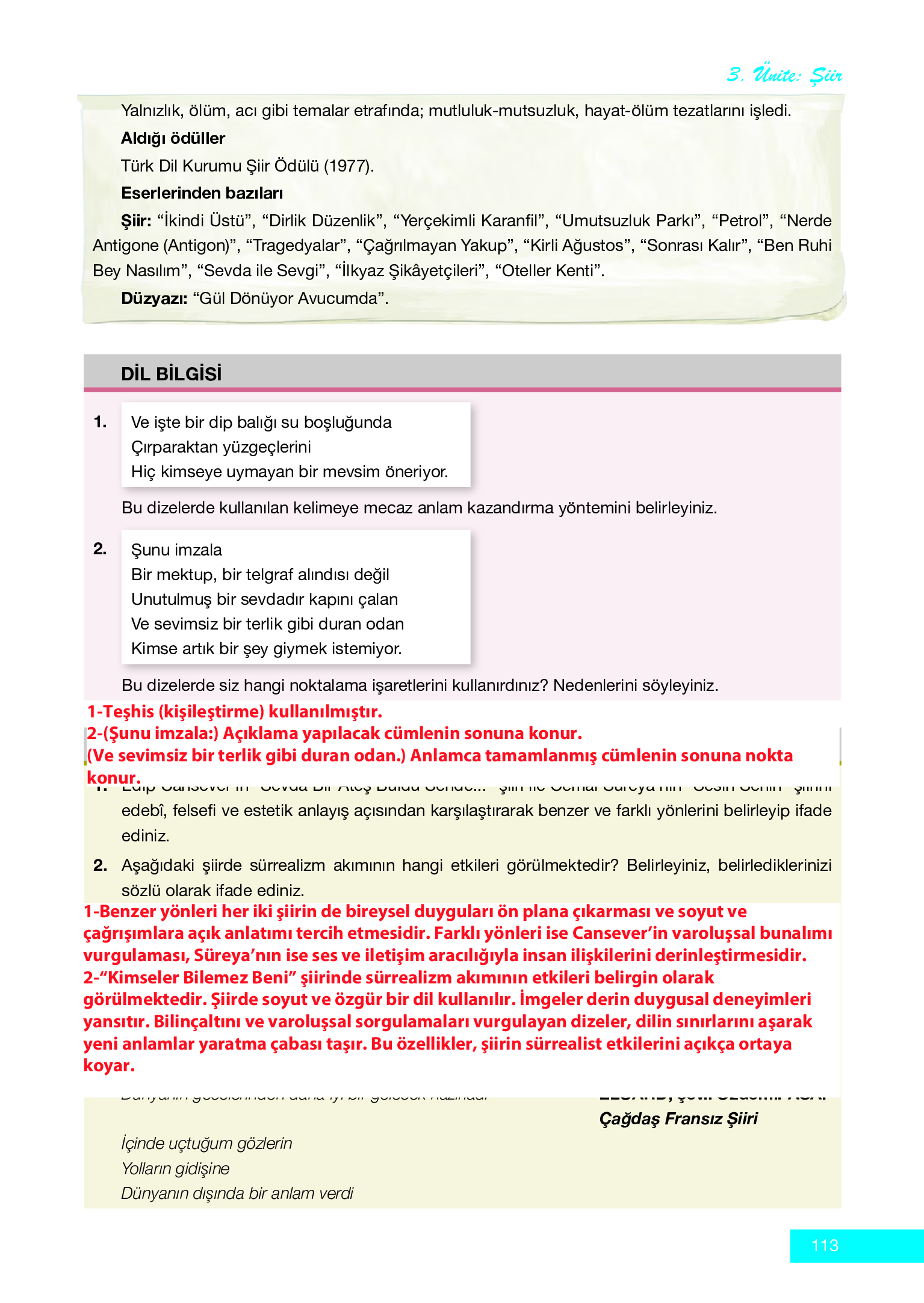 12. Sınıf Melis Yayınları Türk Dili Ve Edebiyatı Ders Kitabı Sayfa 113 Cevapları 12. Sınıf Melis Yayınları Türk Dili Ve Edebiyatı Ders Kitabı Sayfa 113 Cevapları