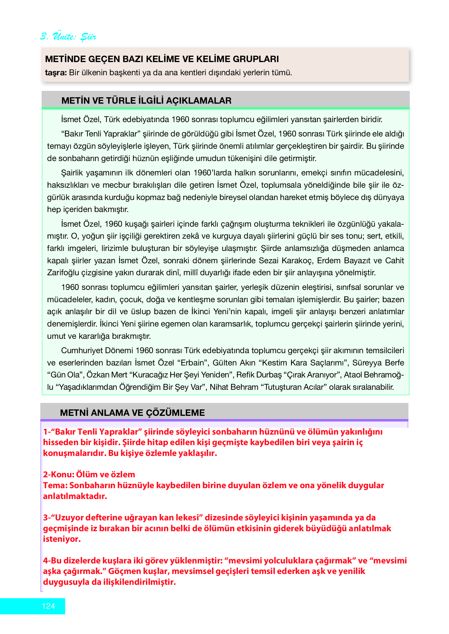 12. Sınıf Melis Yayınları Türk Dili Ve Edebiyatı Ders Kitabı Sayfa 124 Cevapları 12. Sınıf Melis Yayınları Türk Dili Ve Edebiyatı Ders Kitabı Sayfa 124 Cevapları