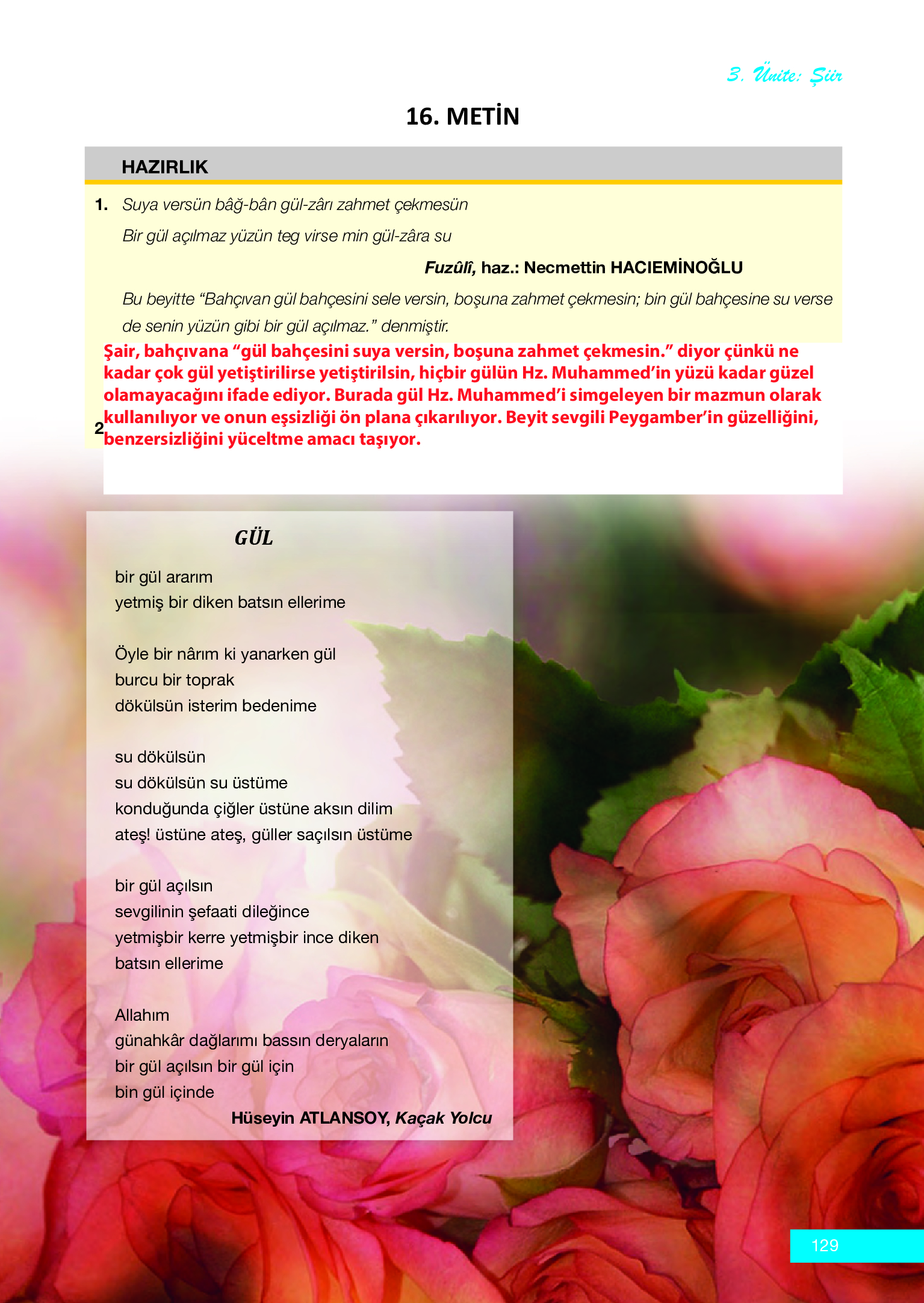 12. Sınıf Melis Yayınları Türk Dili Ve Edebiyatı Ders Kitabı Sayfa 129 Cevapları