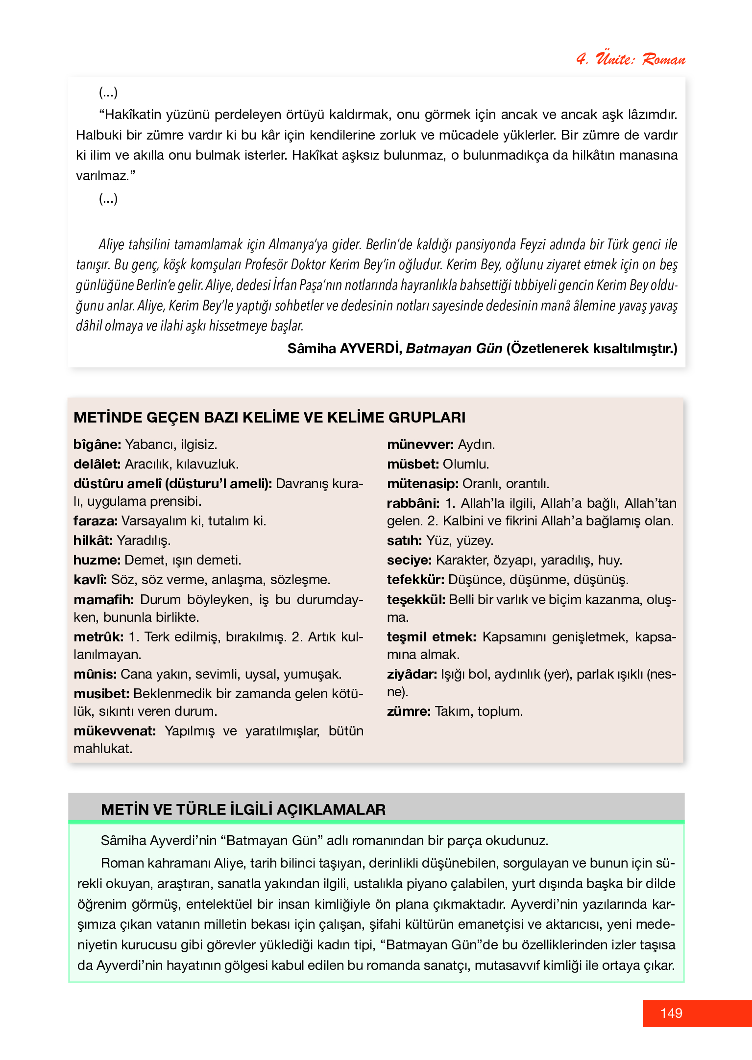 12. Sınıf Melis Yayınları Türk Dili Ve Edebiyatı Ders Kitabı Sayfa 149 Cevapları