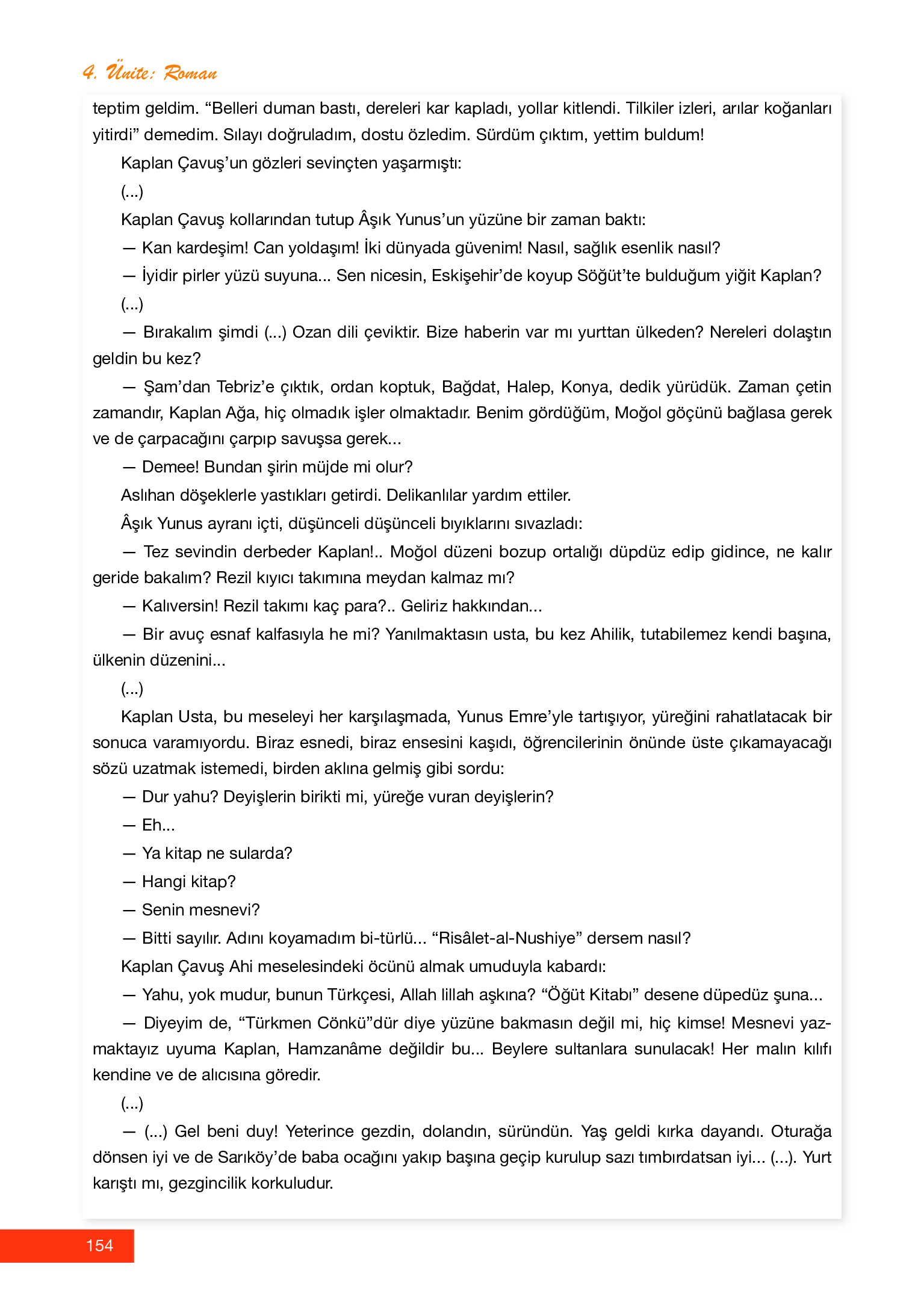 12. Sınıf Melis Yayınları Türk Dili Ve Edebiyatı Ders Kitabı Sayfa 154 Cevapları