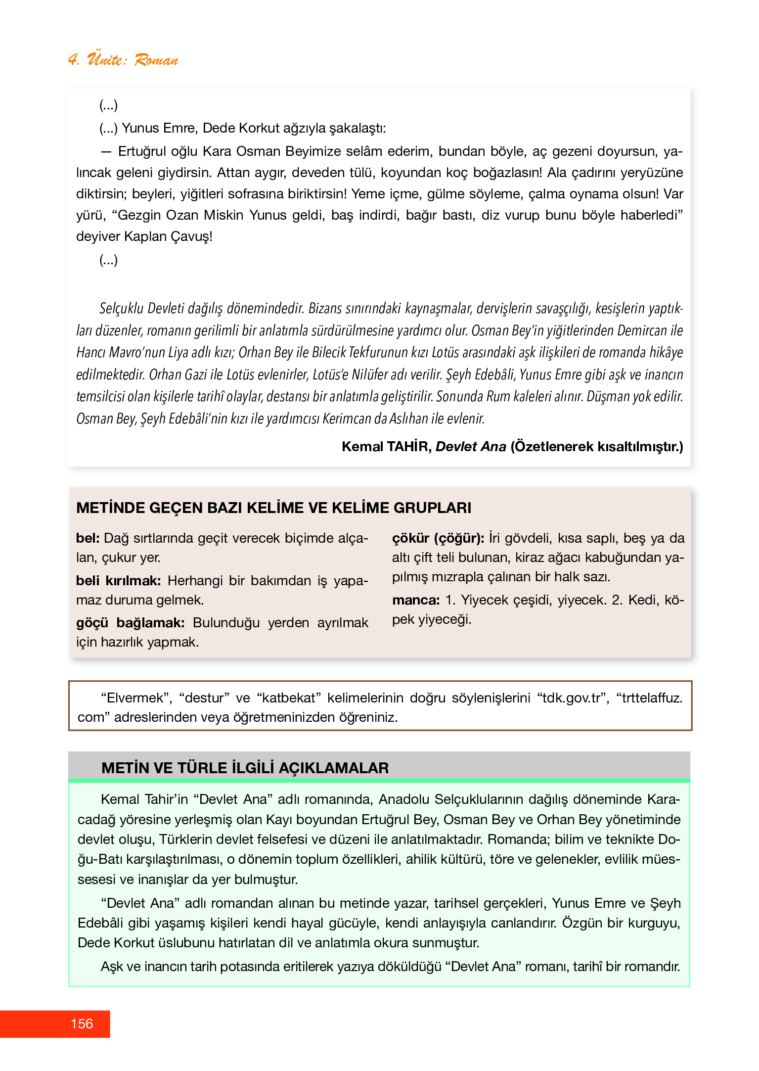 12. Sınıf Melis Yayınları Türk Dili Ve Edebiyatı Ders Kitabı Sayfa 156 Cevapları