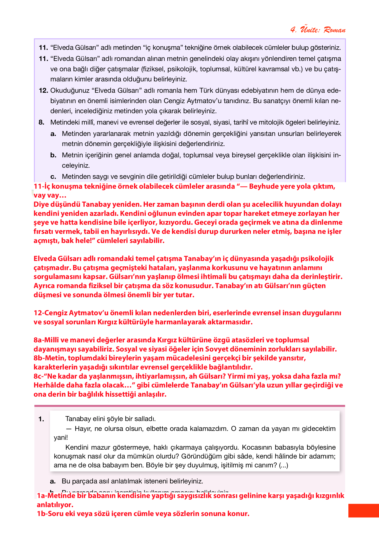 12. Sınıf Melis Yayınları Türk Dili Ve Edebiyatı Ders Kitabı Sayfa 181 Cevapları
