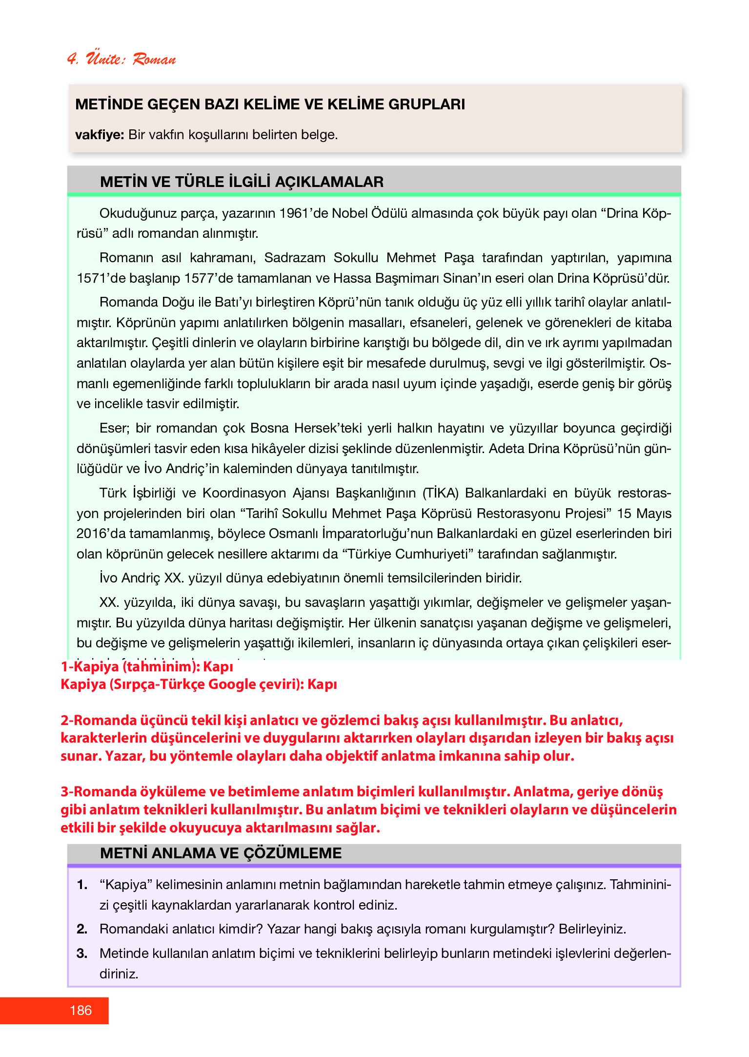 12. Sınıf Melis Yayınları Türk Dili Ve Edebiyatı Ders Kitabı Sayfa 186 Cevapları 12. Sınıf Melis Yayınları Türk Dili Ve Edebiyatı Ders Kitabı Sayfa 186 Cevapları