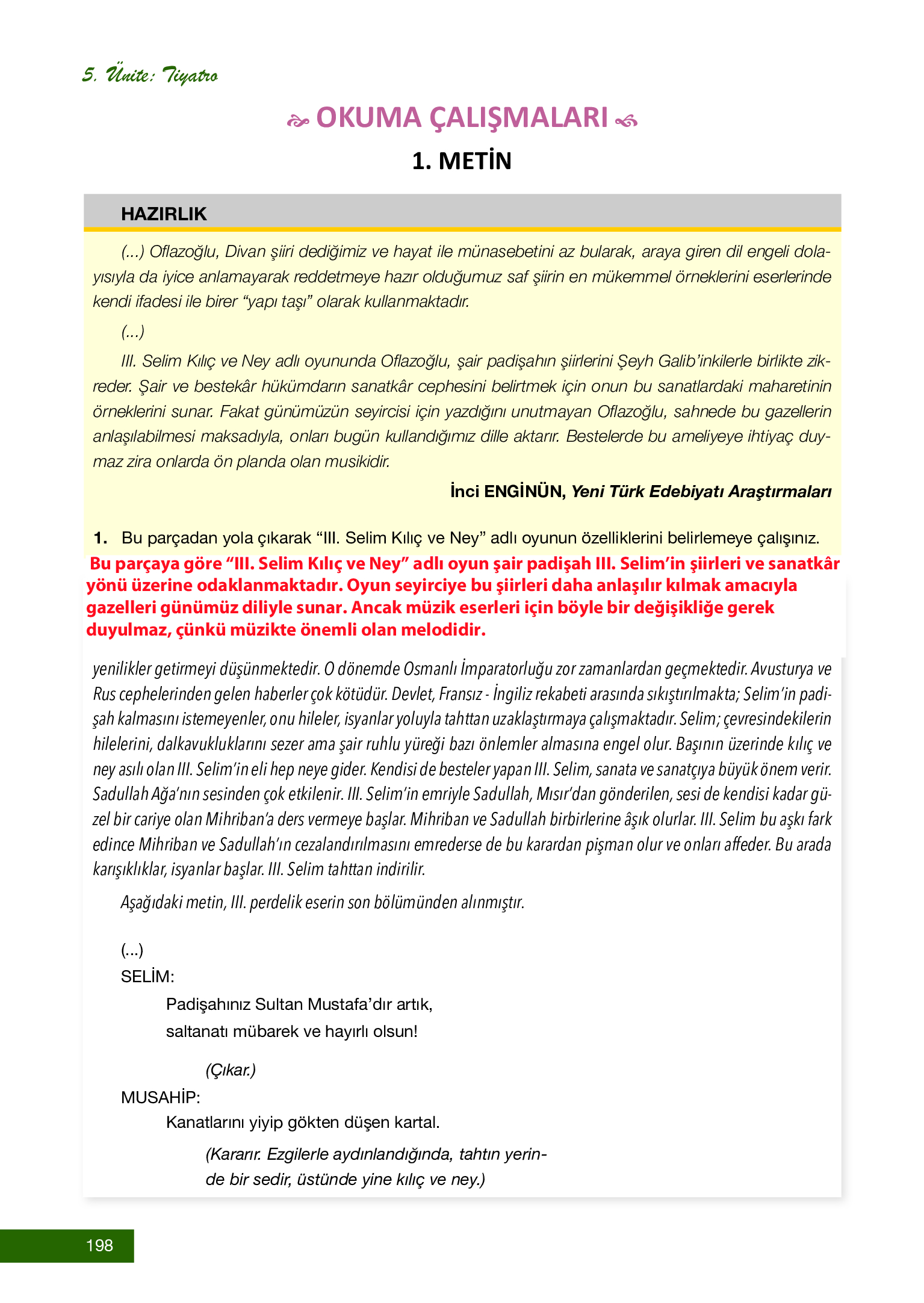 12. Sınıf Melis Yayınları Türk Dili Ve Edebiyatı Ders Kitabı Sayfa 198 Cevapları 12. Sınıf Melis Yayınları Türk Dili Ve Edebiyatı Ders Kitabı Sayfa 198 Cevapları