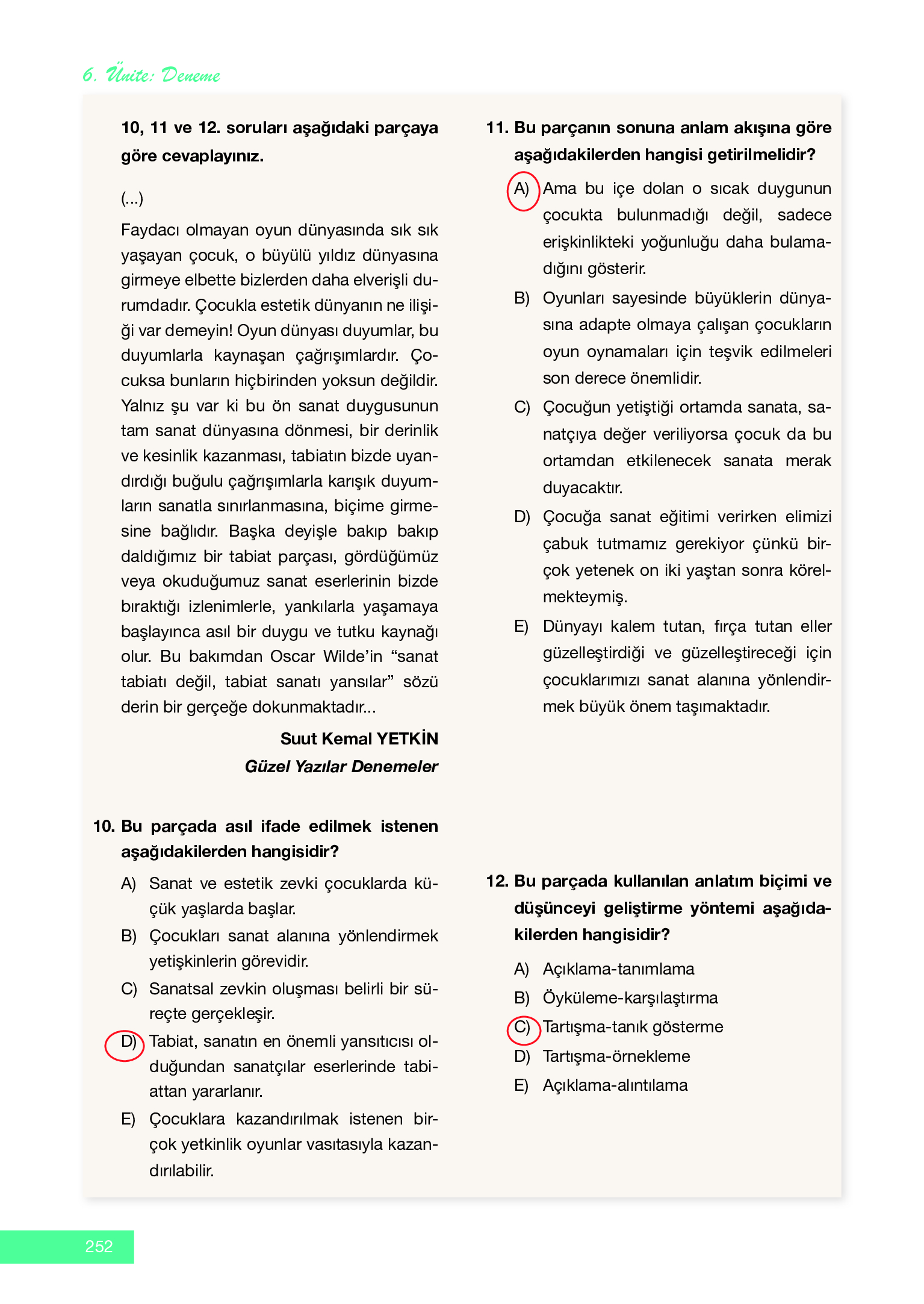 12. Sınıf Melis Yayınları Türk Dili Ve Edebiyatı Ders Kitabı Sayfa 252 Cevapları 12. Sınıf Melis Yayınları Türk Dili Ve Edebiyatı Ders Kitabı Sayfa 252 Cevapları