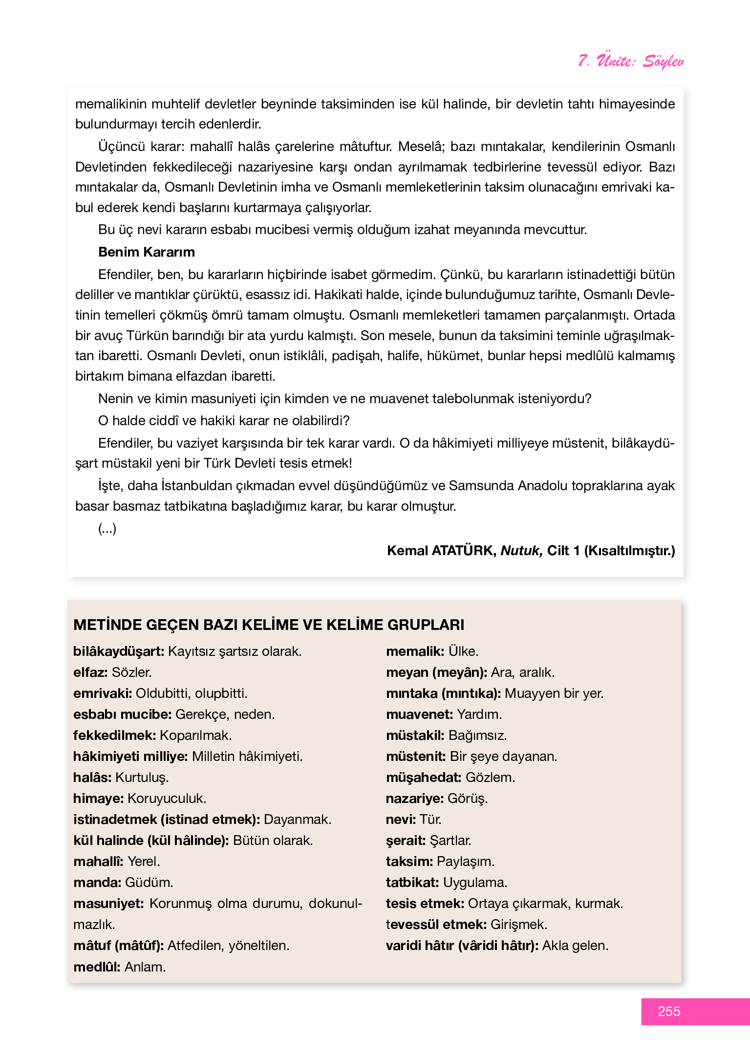 12. Sınıf Melis Yayınları Türk Dili Ve Edebiyatı Ders Kitabı Sayfa 255 Cevapları