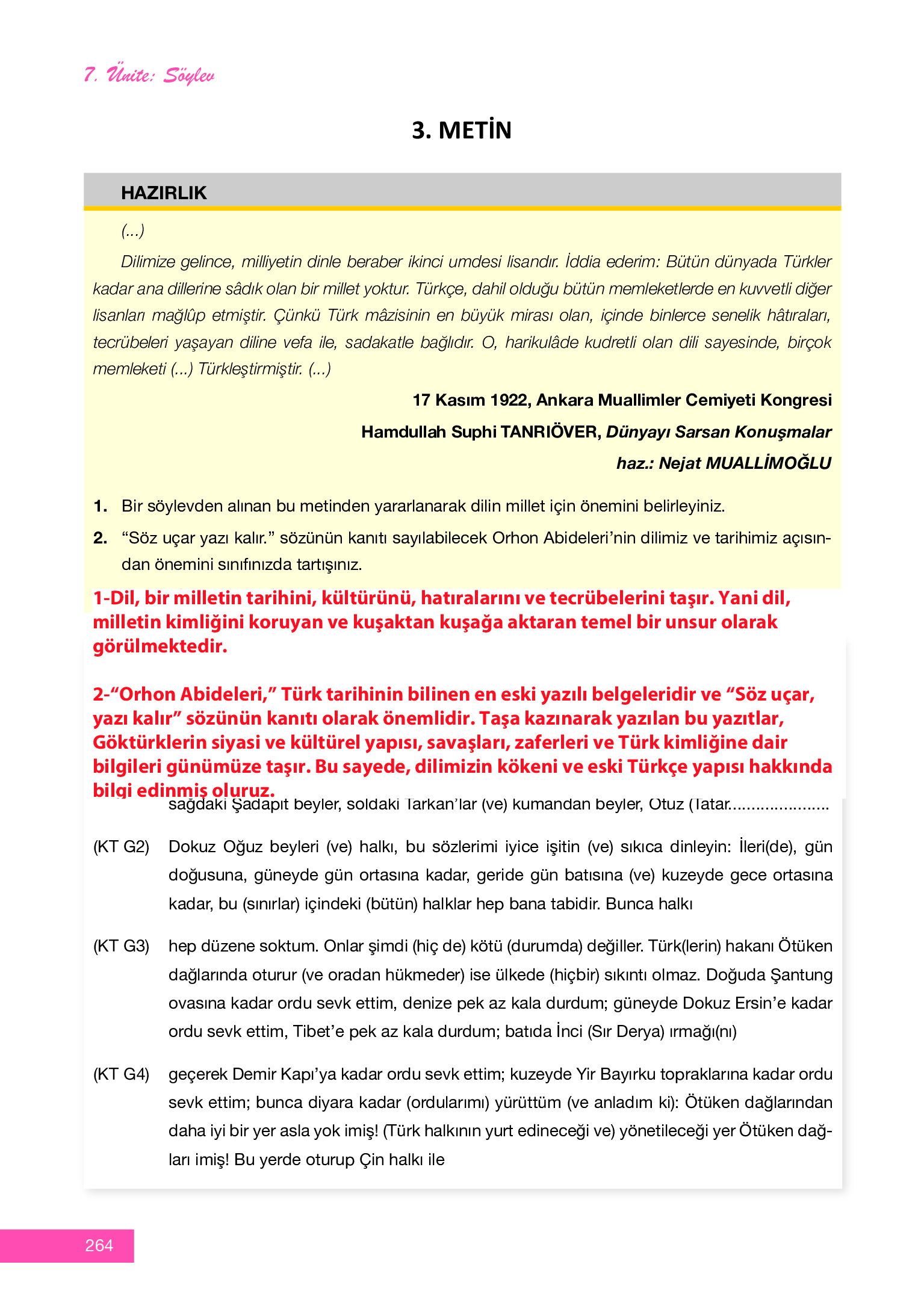 12. Sınıf Melis Yayınları Türk Dili Ve Edebiyatı Ders Kitabı Sayfa 264 Cevapları