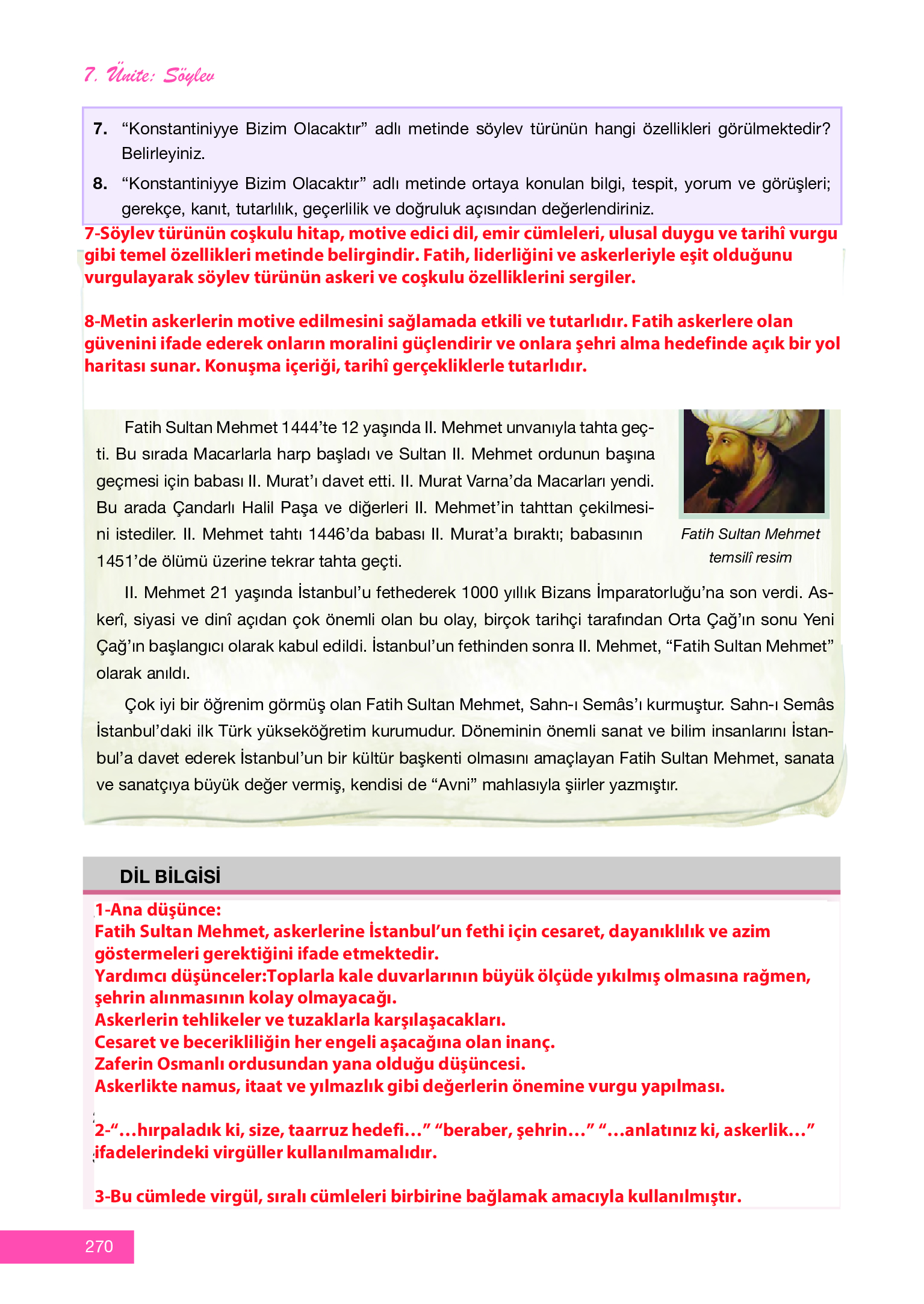 12. Sınıf Melis Yayınları Türk Dili Ve Edebiyatı Ders Kitabı Sayfa 270 Cevapları