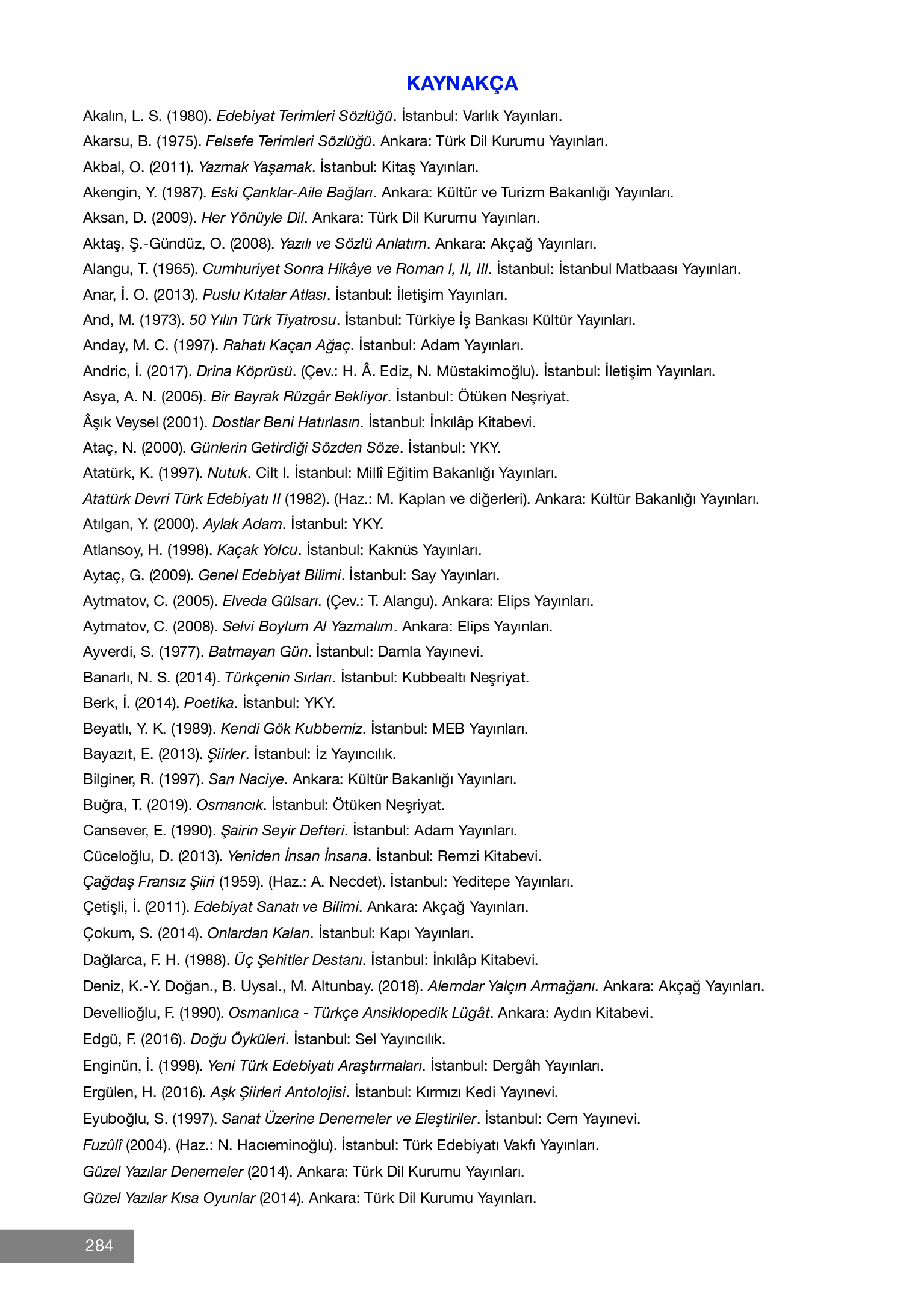 12. Sınıf Melis Yayınları Türk Dili Ve Edebiyatı Ders Kitabı Sayfa 284 Cevapları