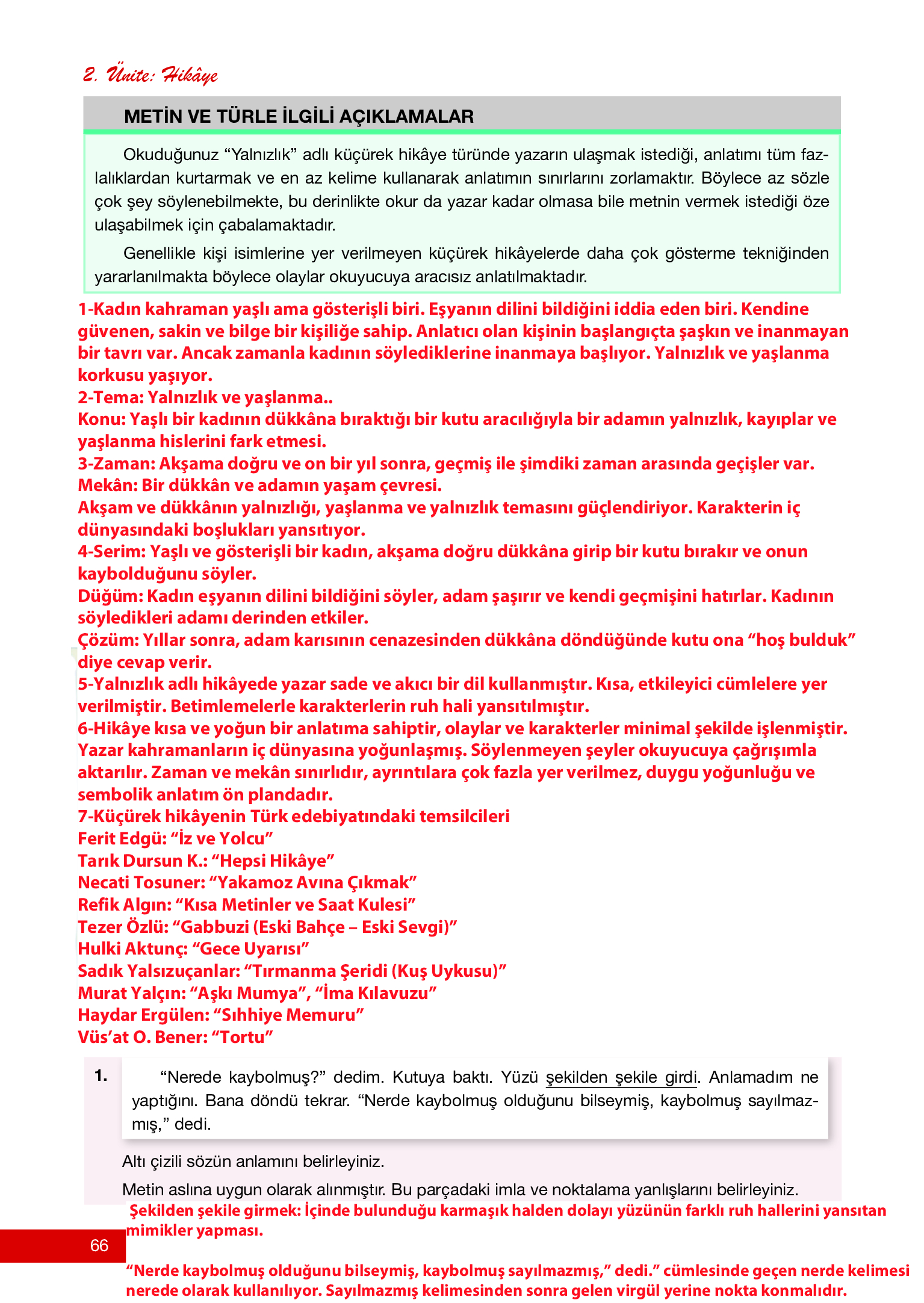 12. Sınıf Melis Yayınları Türk Dili Ve Edebiyatı Ders Kitabı Sayfa 66 Cevapları