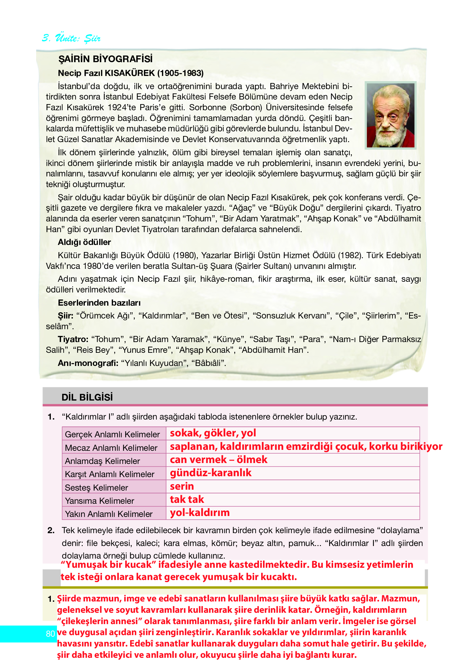 12. Sınıf Melis Yayınları Türk Dili Ve Edebiyatı Ders Kitabı Sayfa 80 Cevapları
