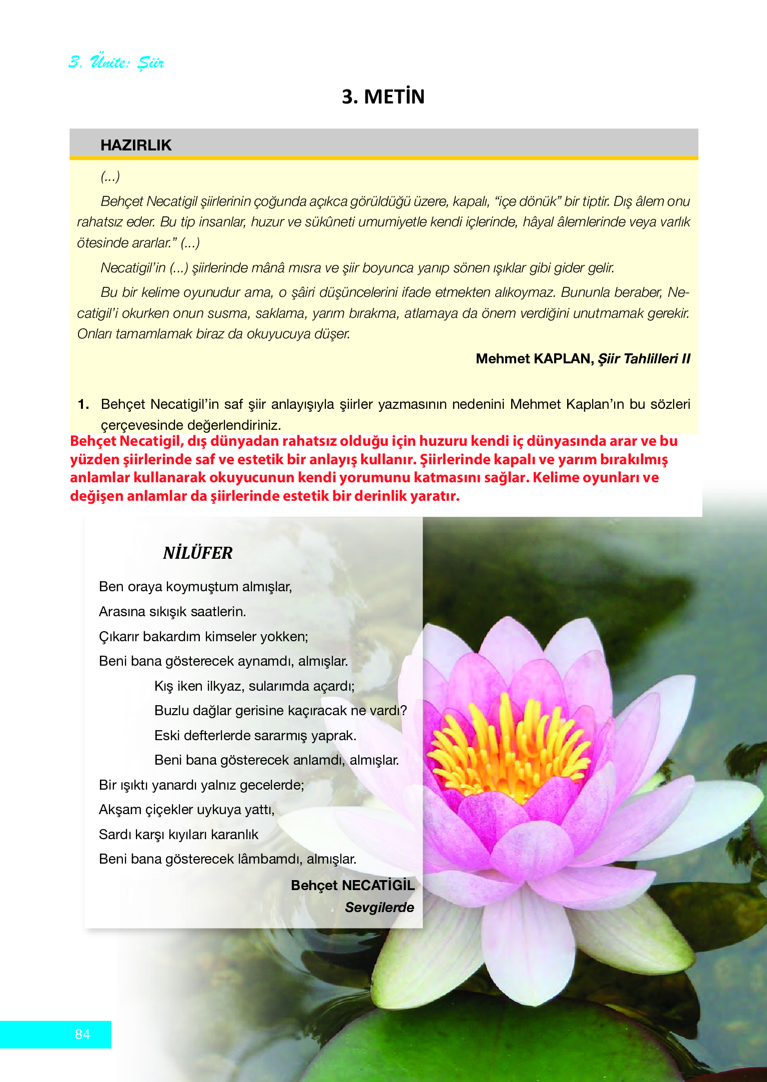 12. Sınıf Melis Yayınları Türk Dili Ve Edebiyatı Ders Kitabı Sayfa 84 Cevapları 12. Sınıf Melis Yayınları Türk Dili Ve Edebiyatı Ders Kitabı Sayfa 84 Cevapları