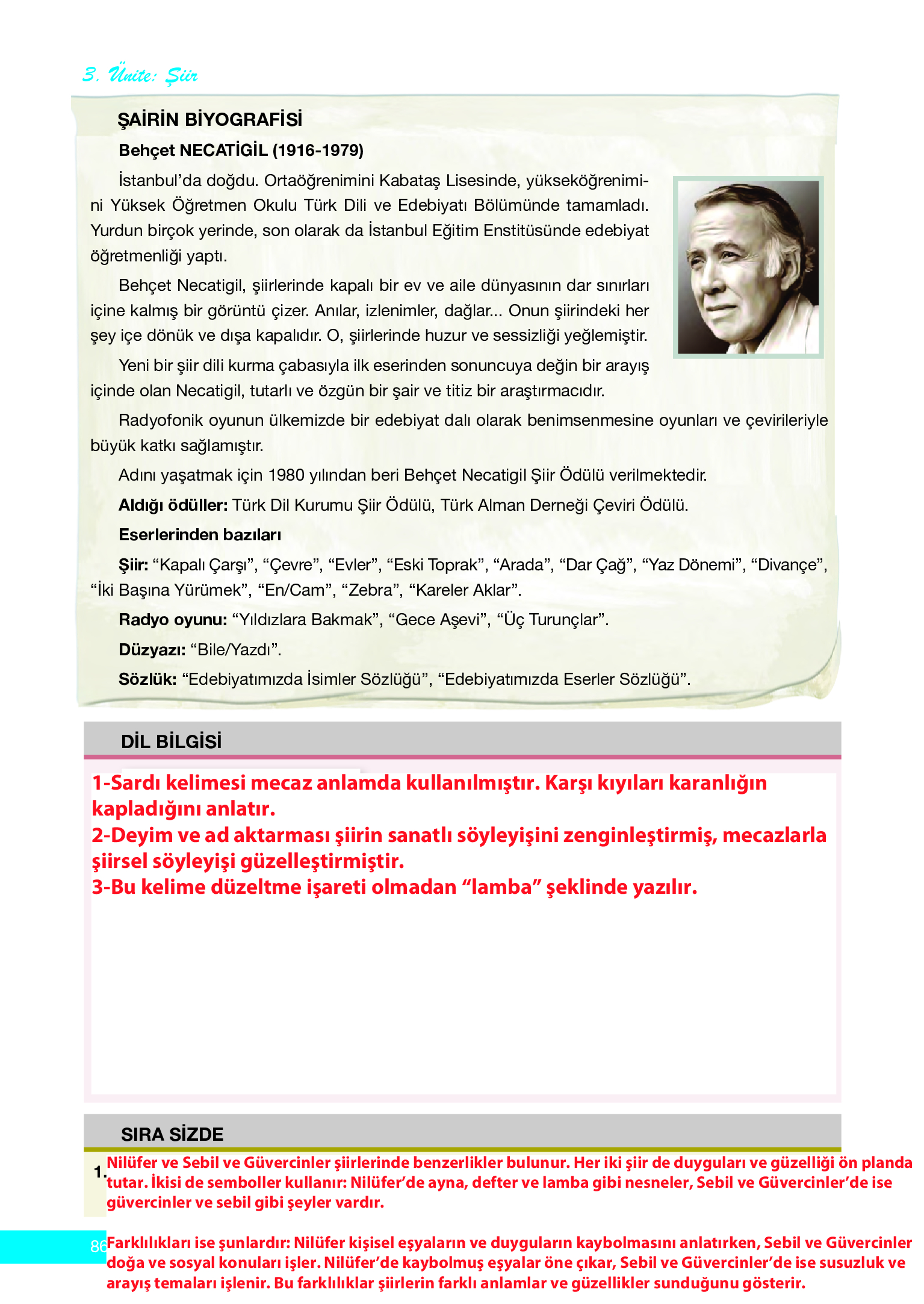 12. Sınıf Melis Yayınları Türk Dili Ve Edebiyatı Ders Kitabı Sayfa 86 Cevapları 12. Sınıf Melis Yayınları Türk Dili Ve Edebiyatı Ders Kitabı Sayfa 86 Cevapları