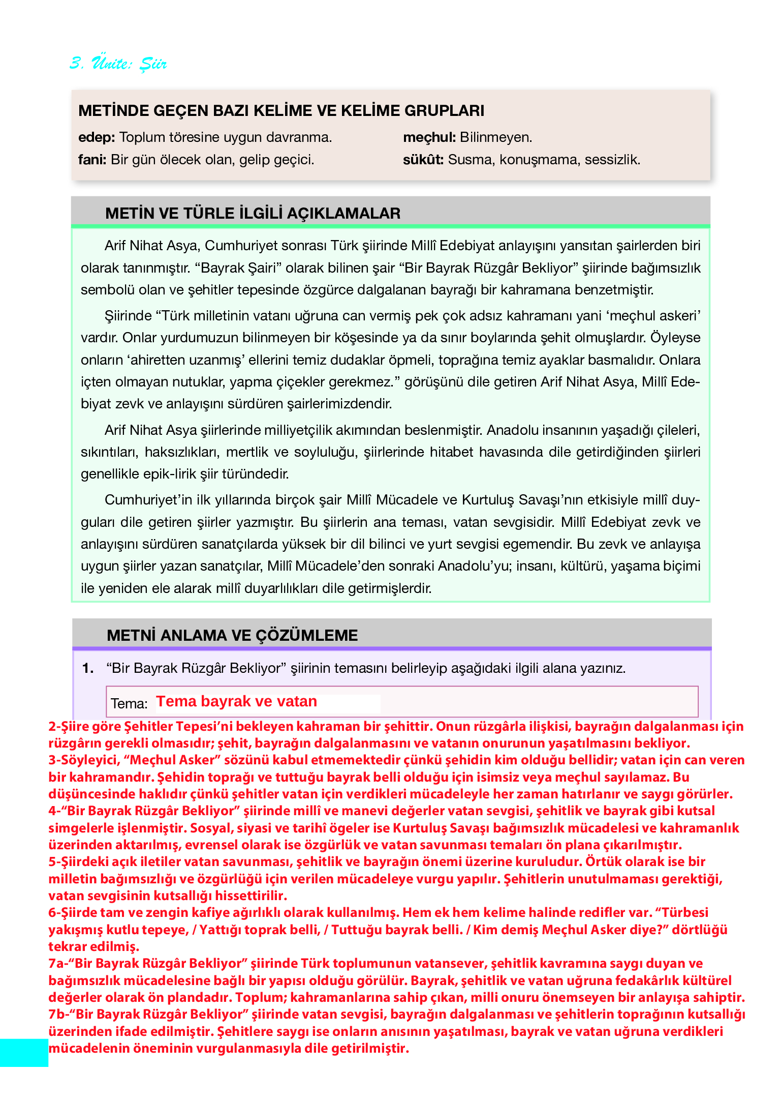 12. Sınıf Melis Yayınları Türk Dili Ve Edebiyatı Ders Kitabı Sayfa 98 Cevapları 12. Sınıf Melis Yayınları Türk Dili Ve Edebiyatı Ders Kitabı Sayfa 98 Cevapları