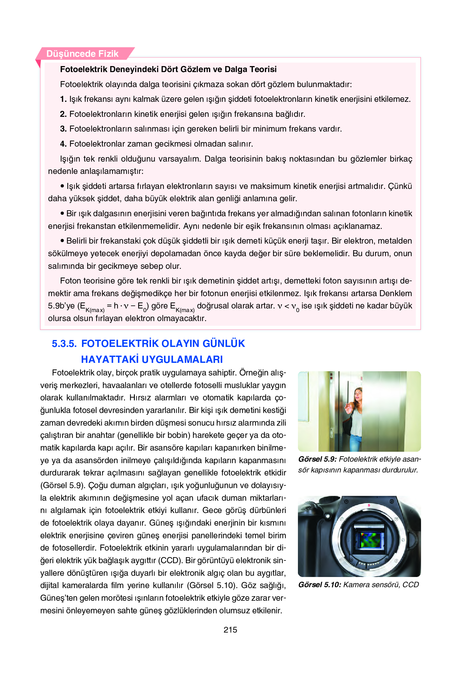 12. Sınıf Yıldırım Yayınları Fizik Ders Kitabı Sayfa 215 Cevapları