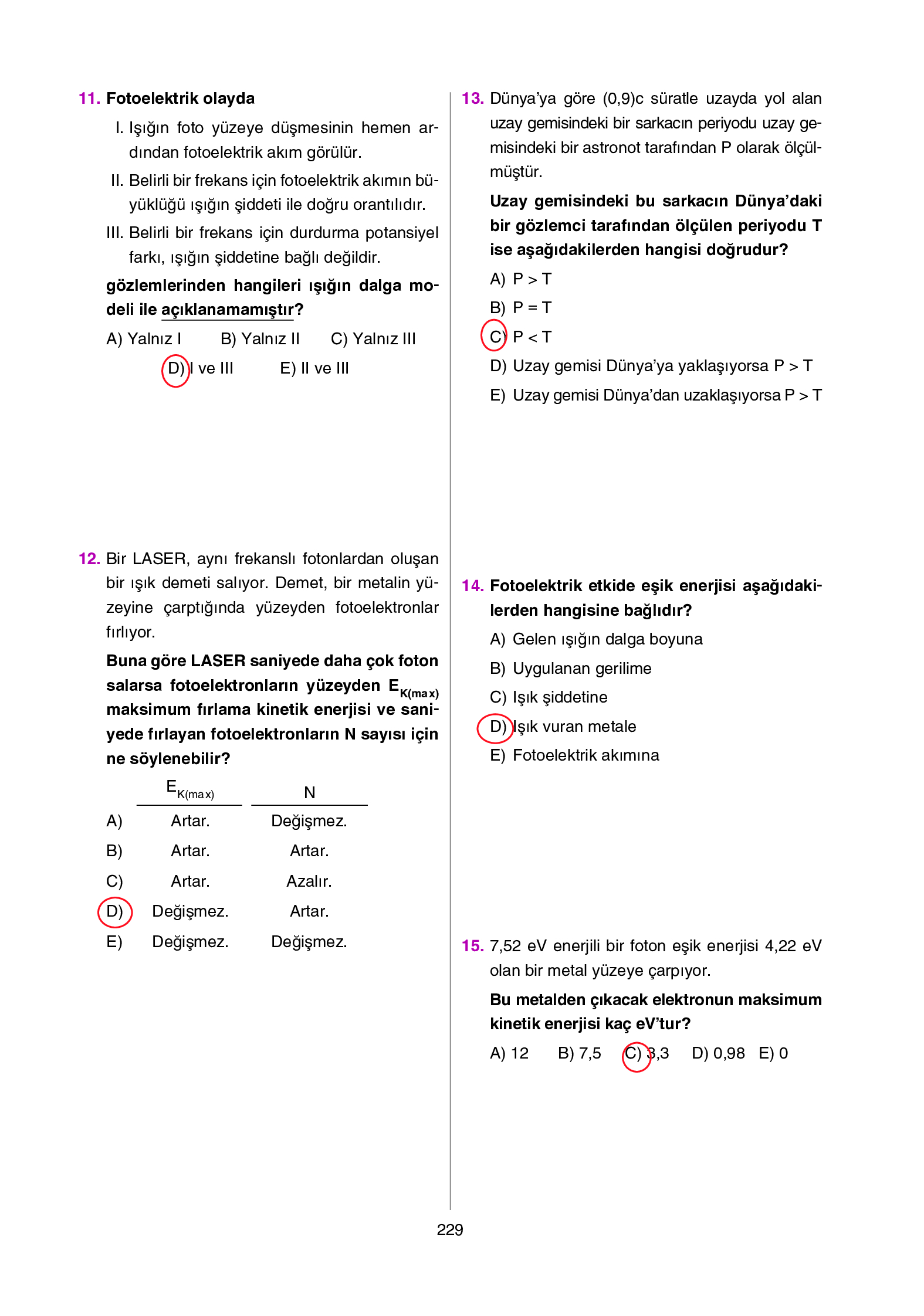 12. Sınıf Yıldırım Yayınları Fizik Ders Kitabı Sayfa 229 Cevapları 12. Sınıf Yıldırım Yayınları Fizik Ders Kitabı Sayfa 229 Cevapları