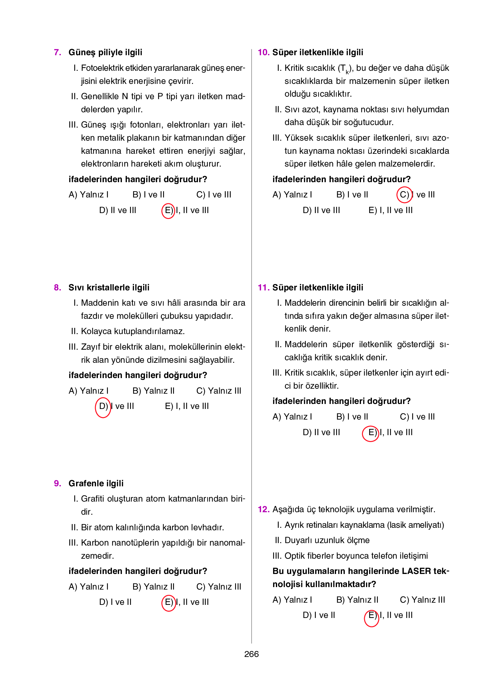 12. Sınıf Yıldırım Yayınları Fizik Ders Kitabı Sayfa 266 Cevapları