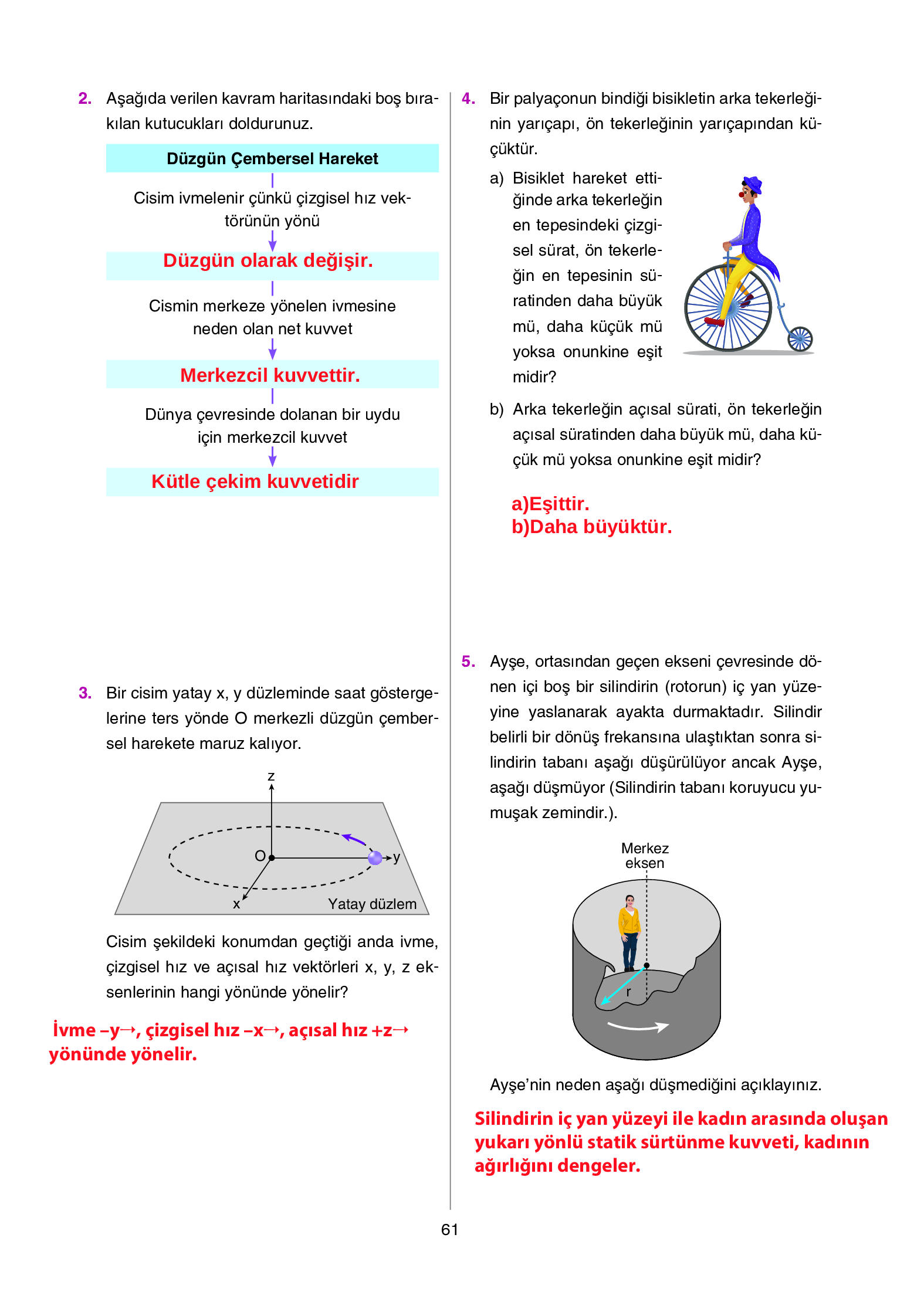 12. Sınıf Yıldırım Yayınları Fizik Ders Kitabı Sayfa 61 Cevapları