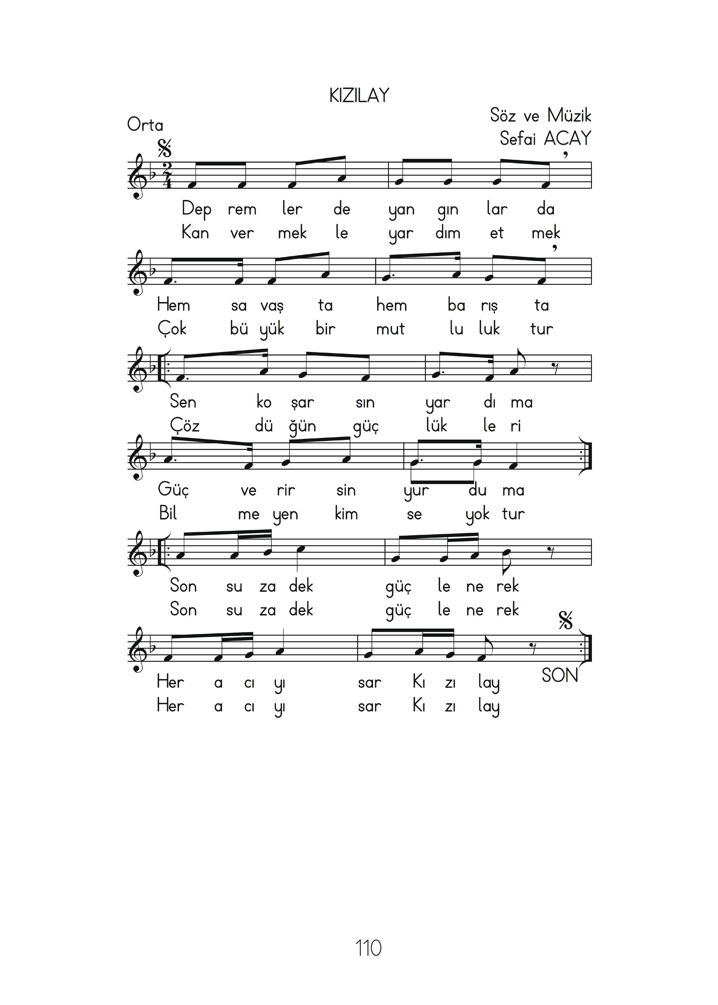 2. Sınıf Hecce Yayıncılık Müzik Ders Kitabı Sayfa 110 Cevapları