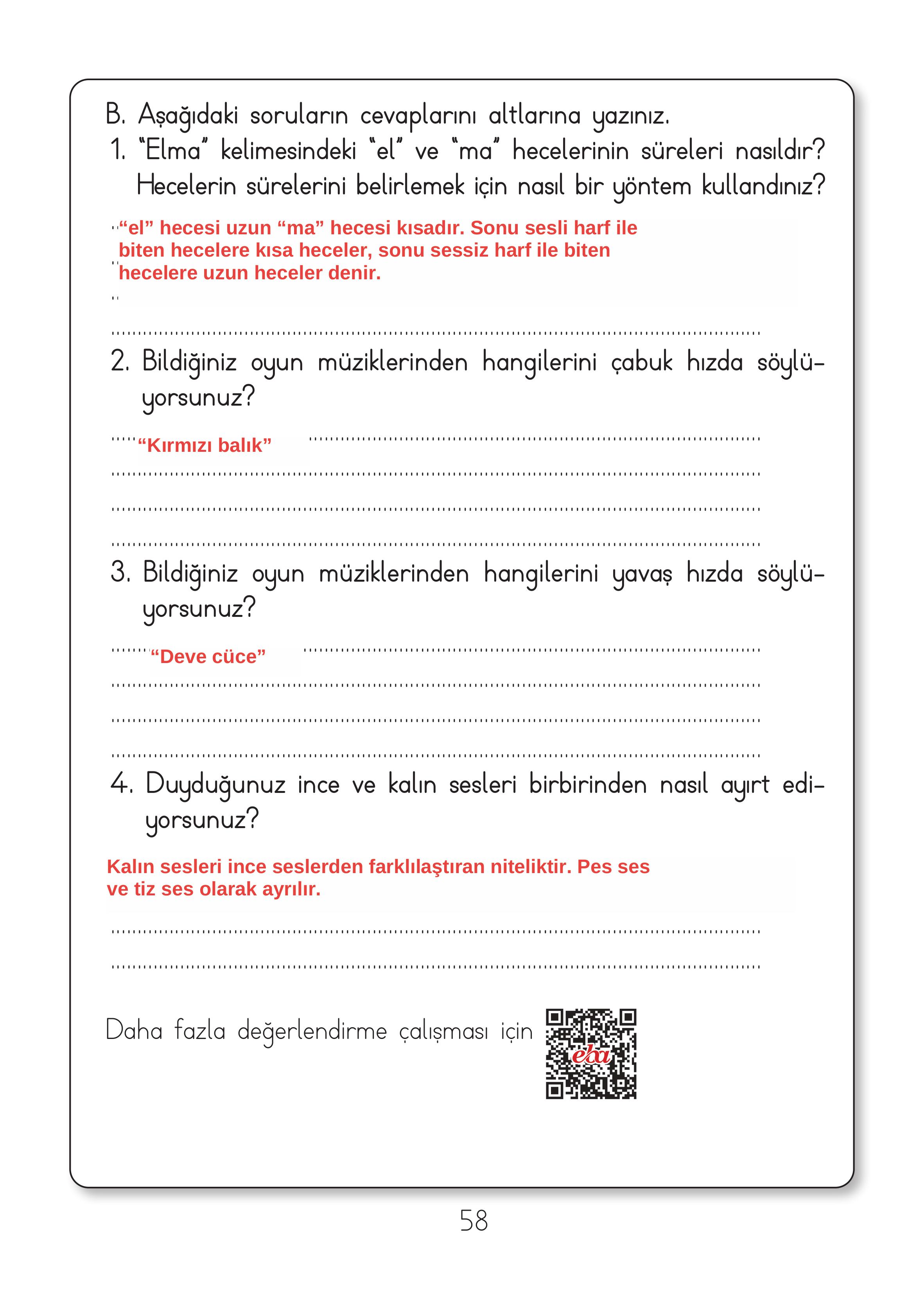2. Sınıf Hecce Yayıncılık Müzik Ders Kitabı Sayfa 58 Cevapları 2. Sınıf Hecce Yayıncılık Müzik Ders Kitabı Sayfa 58 Cevapları
