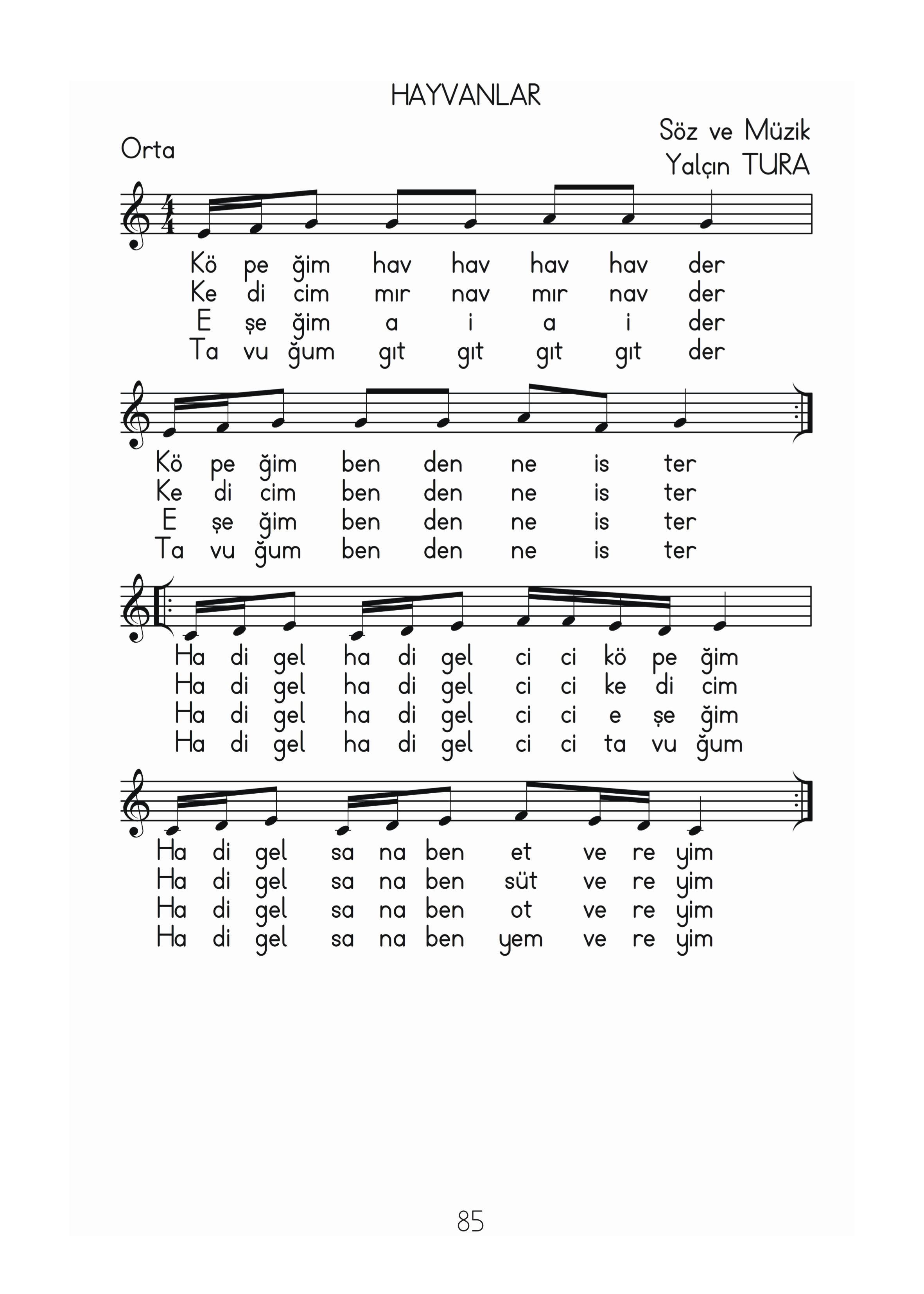 2. Sınıf Hecce Yayıncılık Müzik Ders Kitabı Sayfa 85 Cevapları