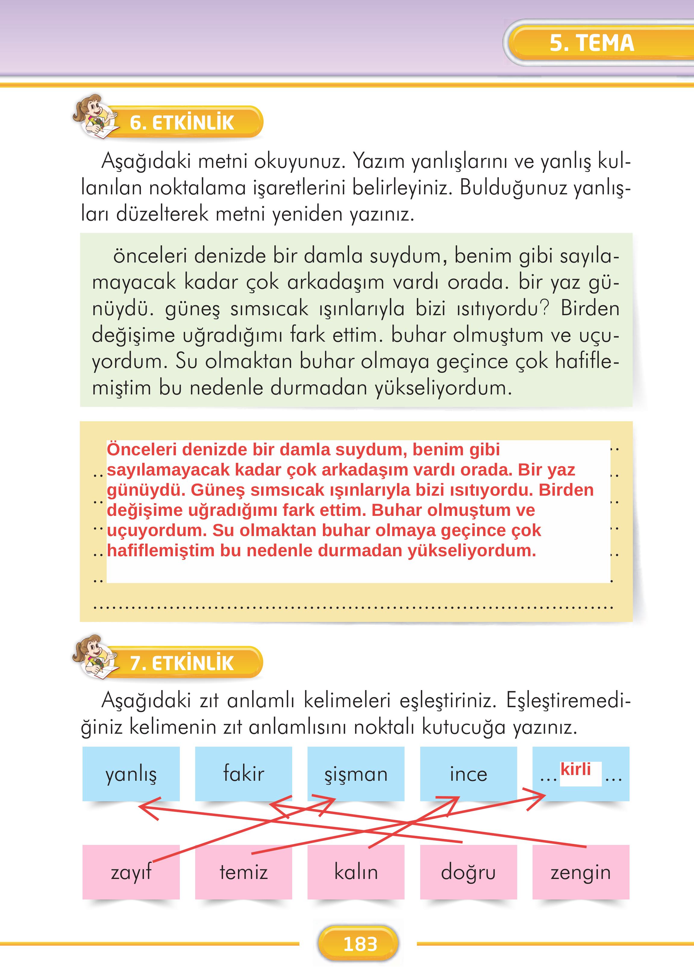 2. Sınıf İlke Yayınları Türkçe Ders Kitabı Sayfa 183 Cevapları