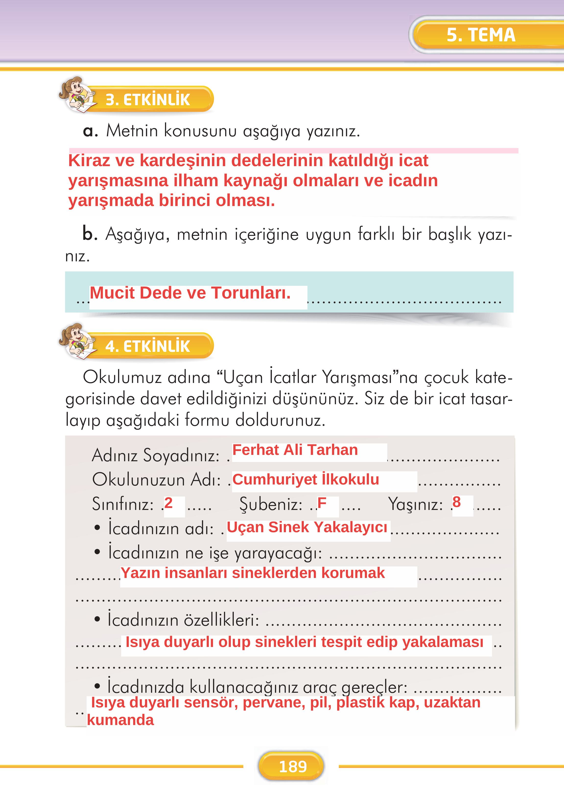 2. Sınıf İlke Yayınları Türkçe Ders Kitabı Sayfa 189 Cevapları 2. Sınıf İlke Yayınları Türkçe Ders Kitabı Sayfa 189 Cevapları