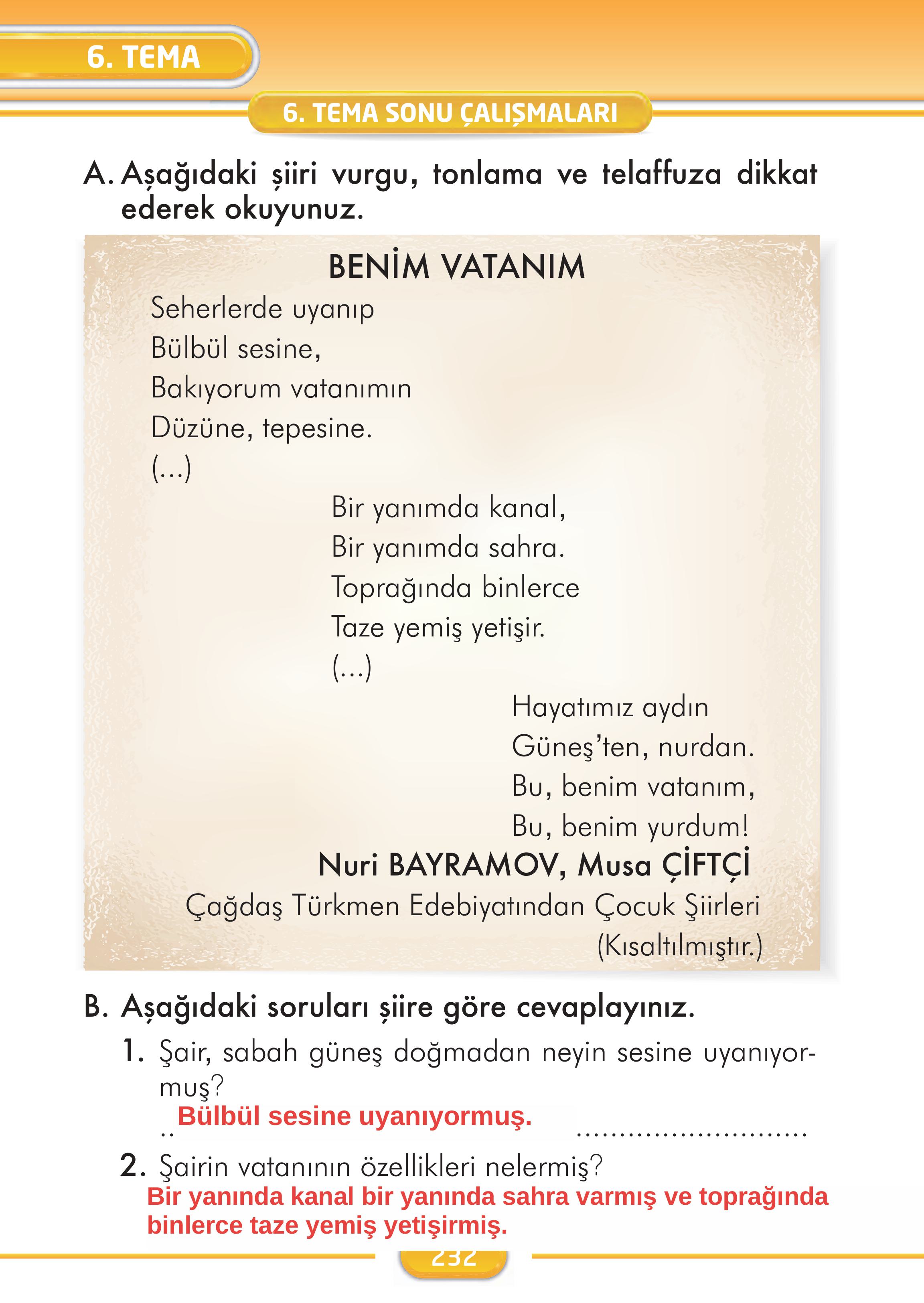 2. Sınıf İlke Yayınları Türkçe Ders Kitabı Sayfa 232 Cevapları 2. Sınıf İlke Yayınları Türkçe Ders Kitabı Sayfa 232 Cevapları
