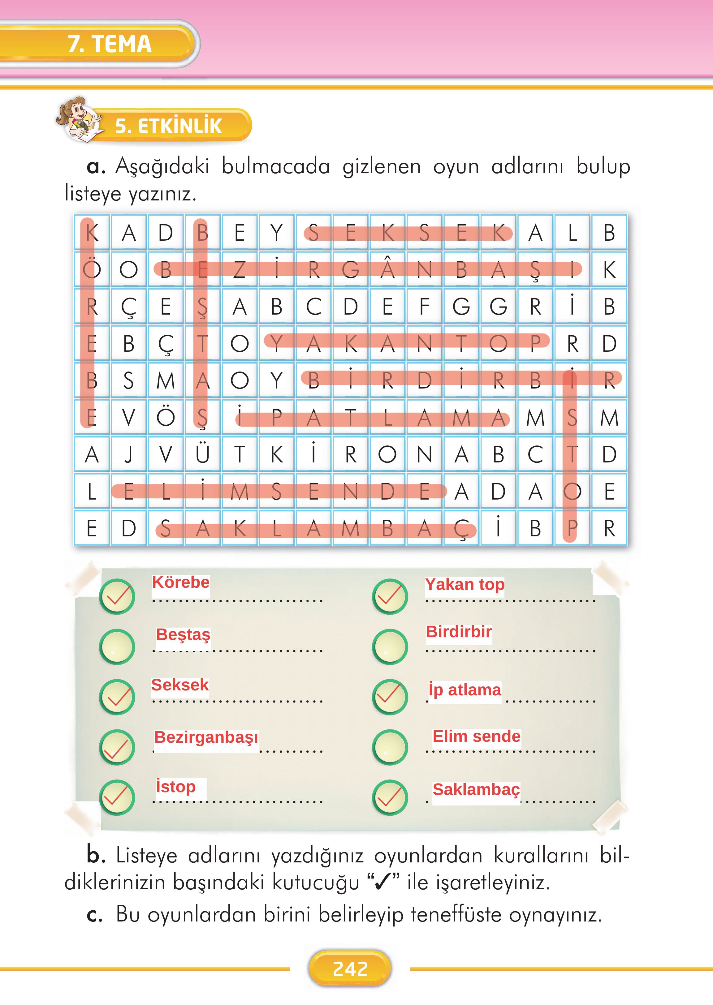 2. Sınıf İlke Yayınları Türkçe Ders Kitabı Sayfa 242 Cevapları 2. Sınıf İlke Yayınları Türkçe Ders Kitabı Sayfa 242 Cevapları