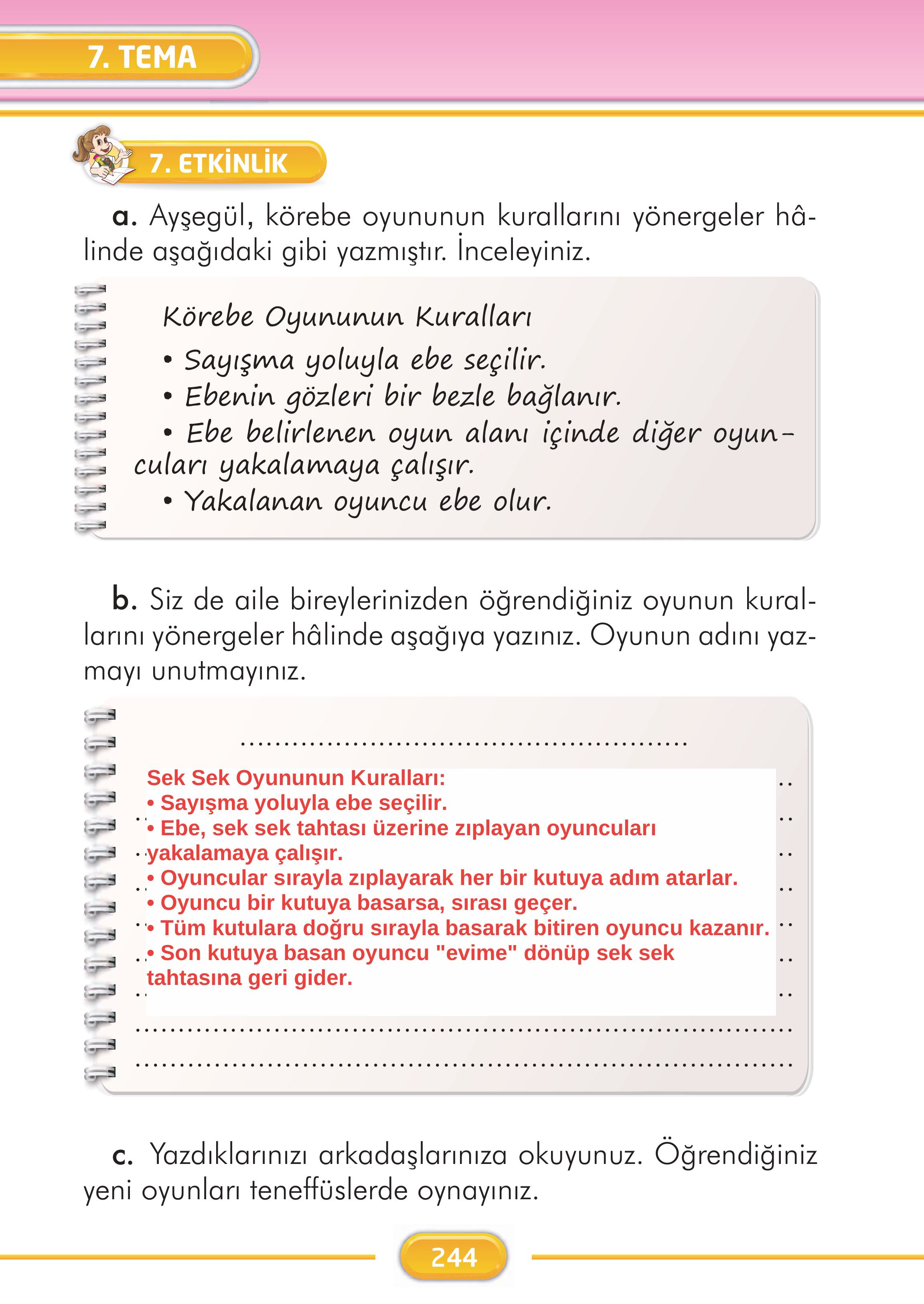 2. Sınıf İlke Yayınları Türkçe Ders Kitabı Sayfa 244 Cevapları 2. Sınıf İlke Yayınları Türkçe Ders Kitabı Sayfa 244 Cevapları