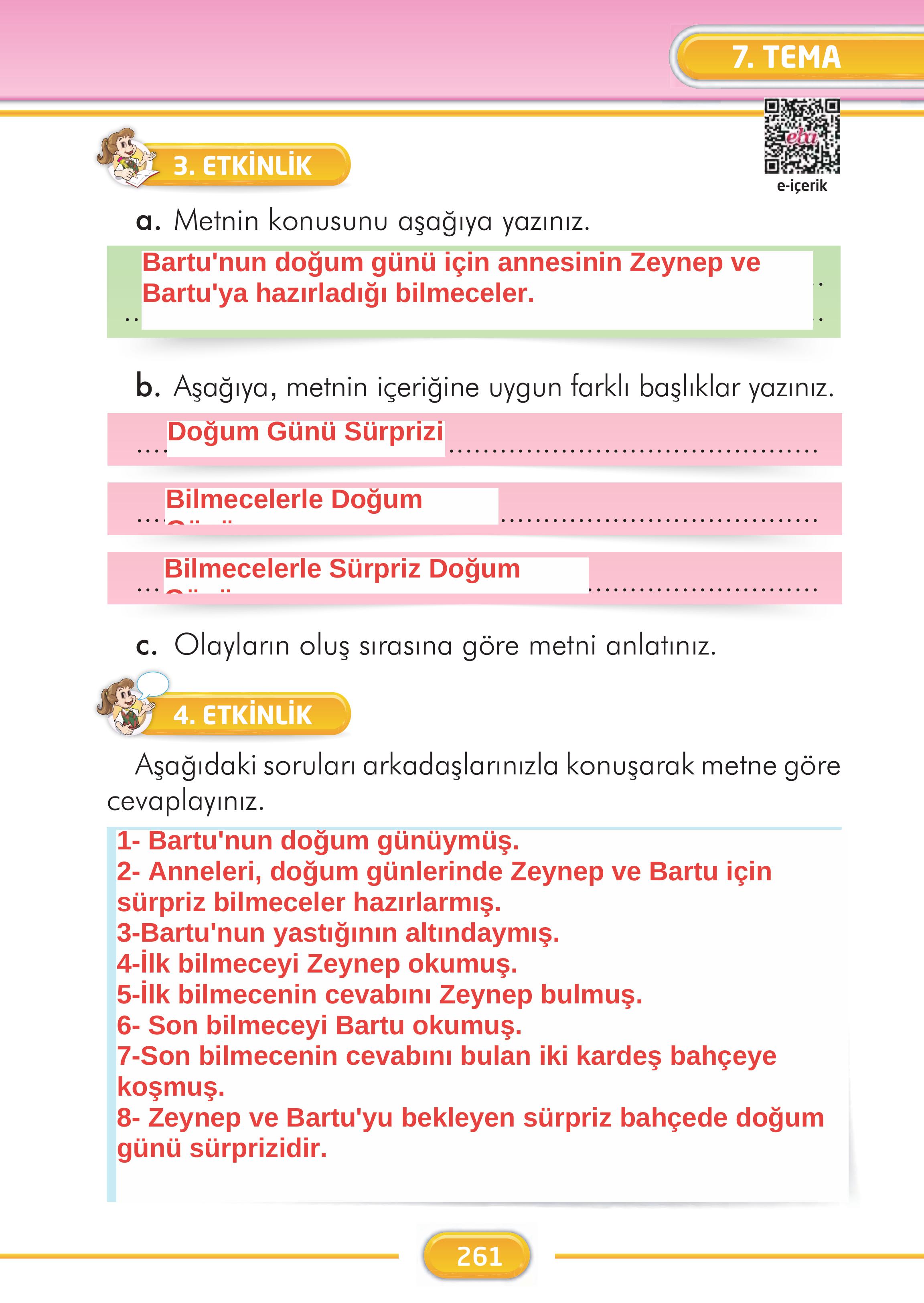2. Sınıf İlke Yayınları Türkçe Ders Kitabı Sayfa 261 Cevapları 2. Sınıf İlke Yayınları Türkçe Ders Kitabı Sayfa 261 Cevapları