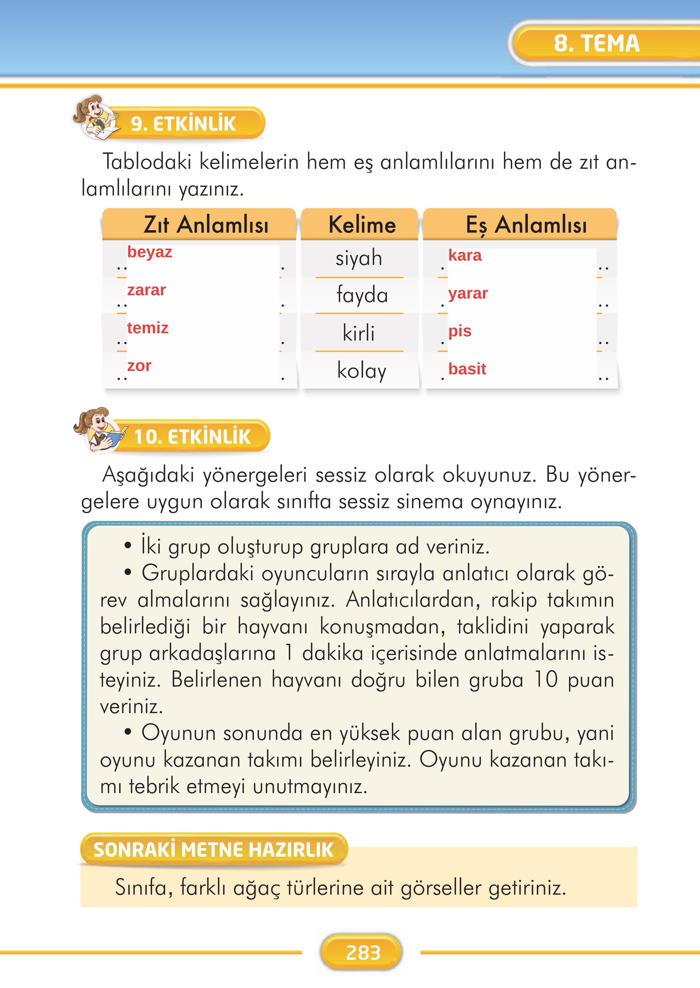 2. Sınıf İlke Yayınları Türkçe Ders Kitabı Sayfa 283 Cevapları 2. Sınıf İlke Yayınları Türkçe Ders Kitabı Sayfa 283 Cevapları