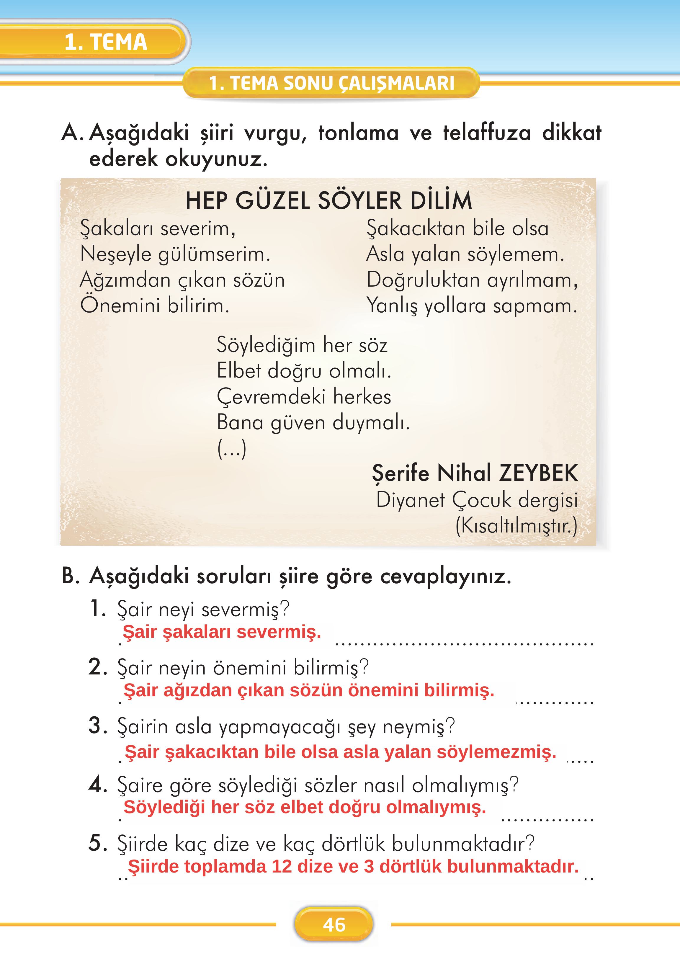 2. Sınıf İlke Yayınları Türkçe Ders Kitabı Sayfa 46 Cevapları 2. Sınıf İlke Yayınları Türkçe Ders Kitabı Sayfa 46 Cevapları