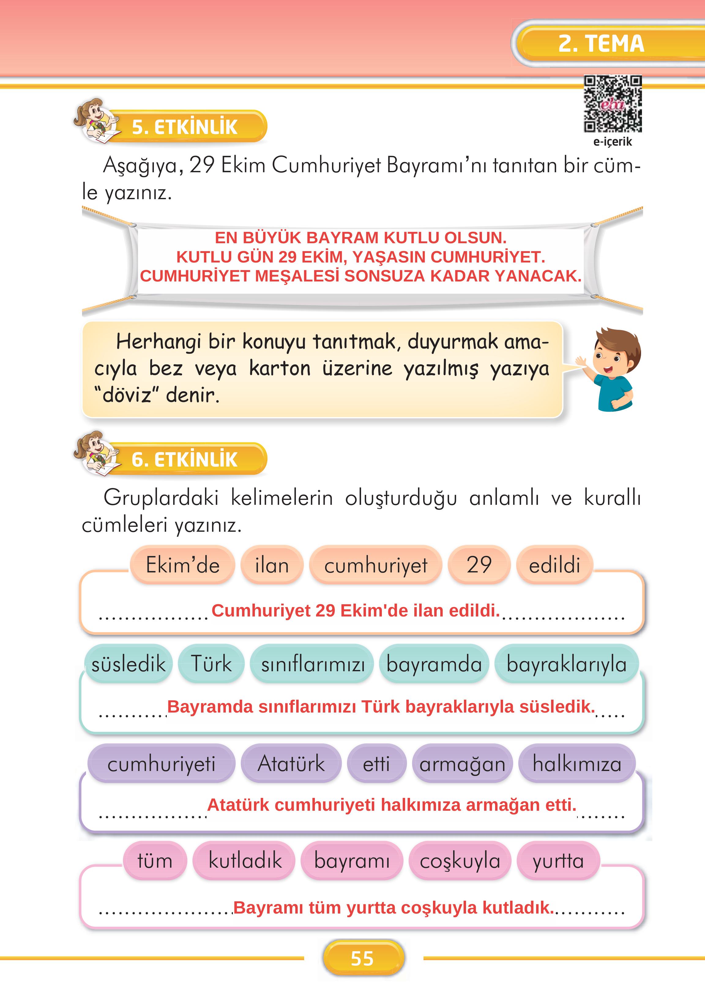 2. Sınıf İlke Yayınları Türkçe Ders Kitabı Sayfa 55 Cevapları 2. Sınıf İlke Yayınları Türkçe Ders Kitabı Sayfa 55 Cevapları
