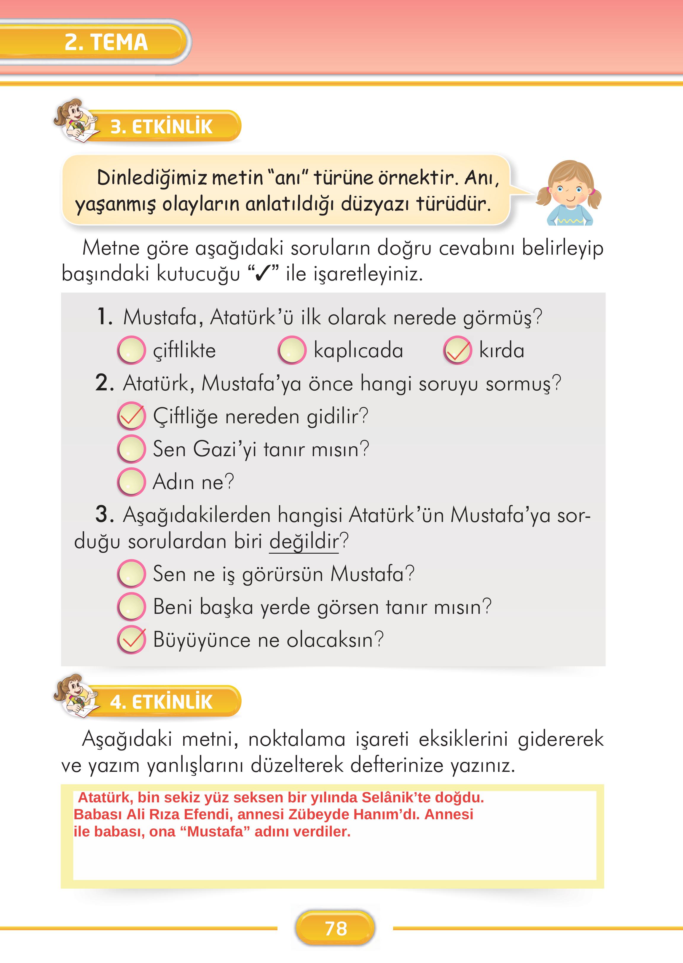 2. Sınıf İlke Yayınları Türkçe Ders Kitabı Sayfa 78 Cevapları